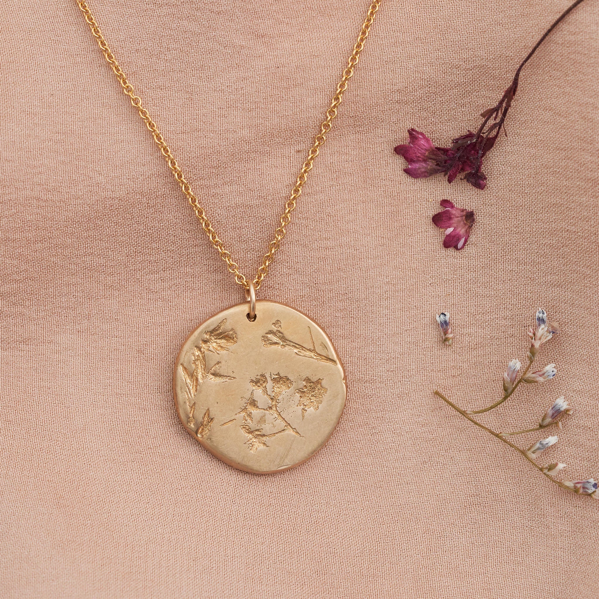 Hand Cast Pressed Flower Necklace | Limonium