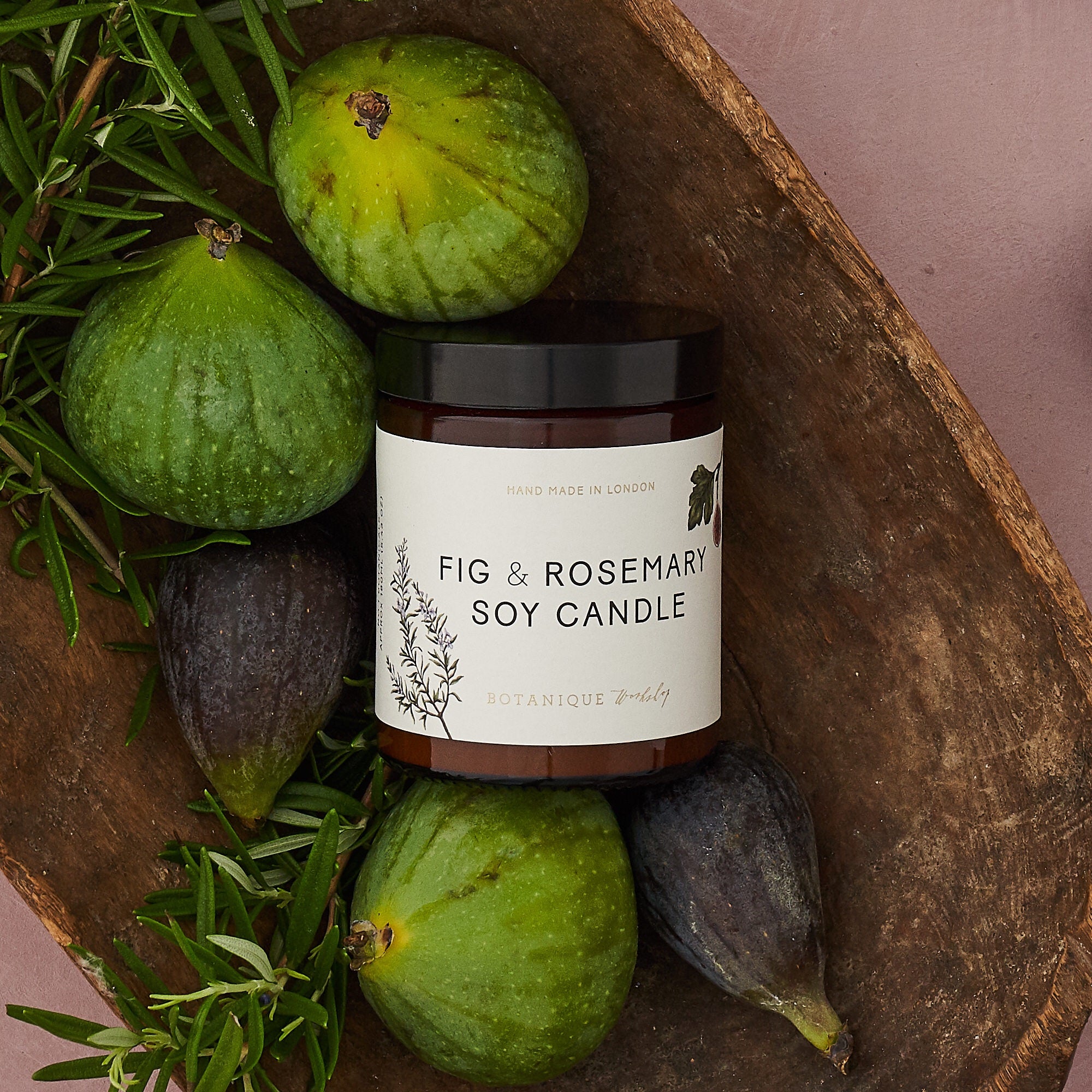 Hand-poured Fig & Rosemary scented Soy Candles