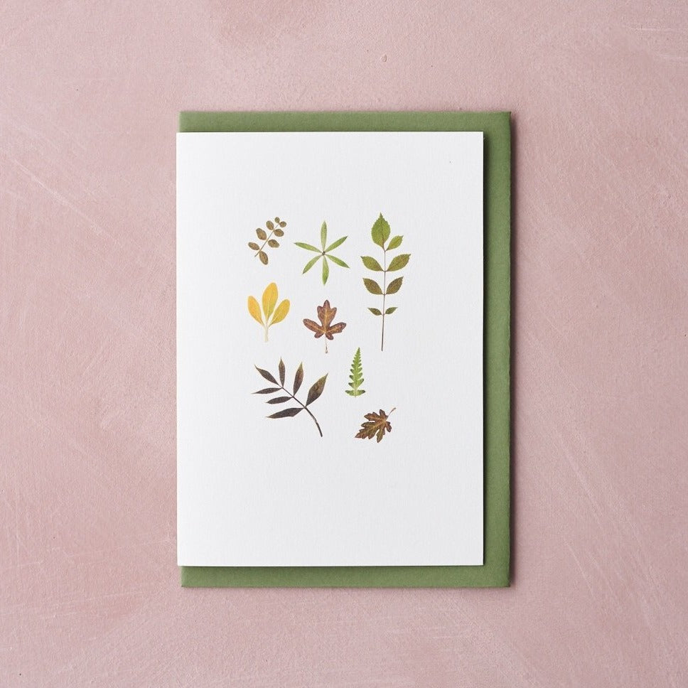 Pressed Flower Botanical Greetings Card - Foliage