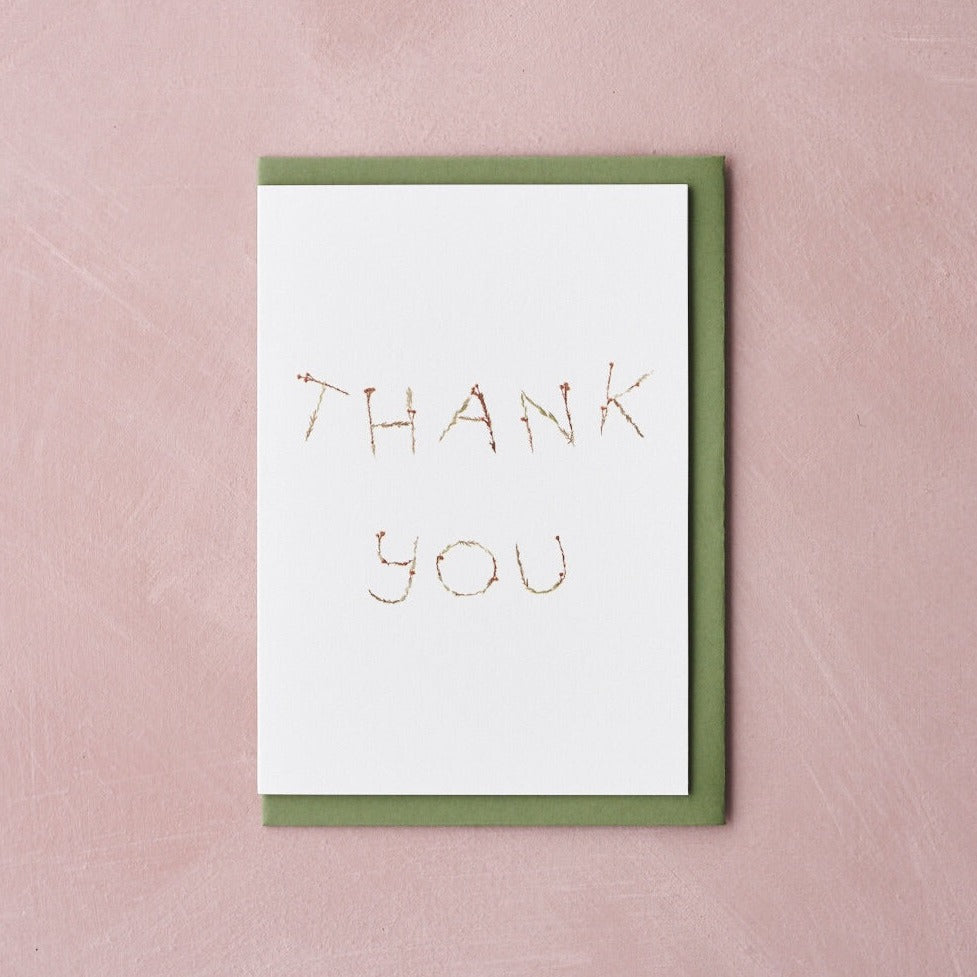 "thank you" pressed flower design card