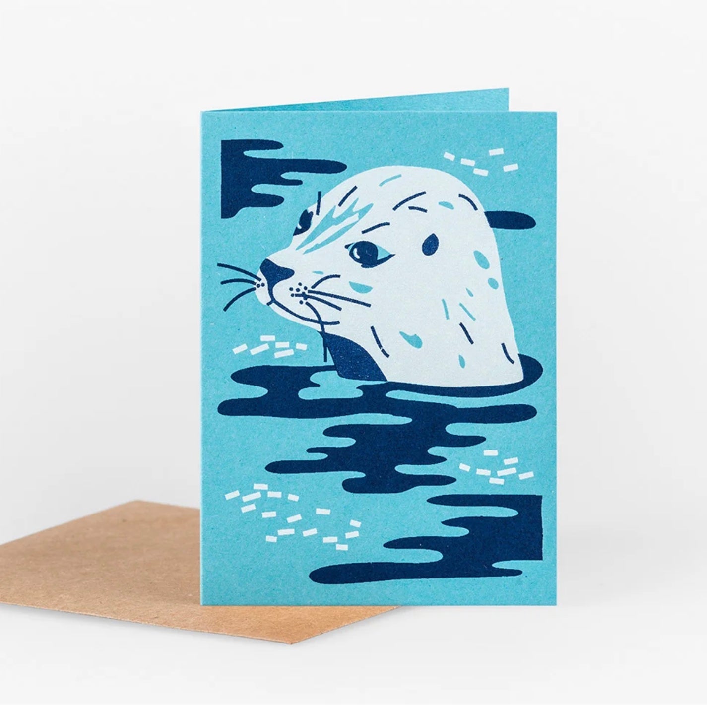 mini card with blue seal design