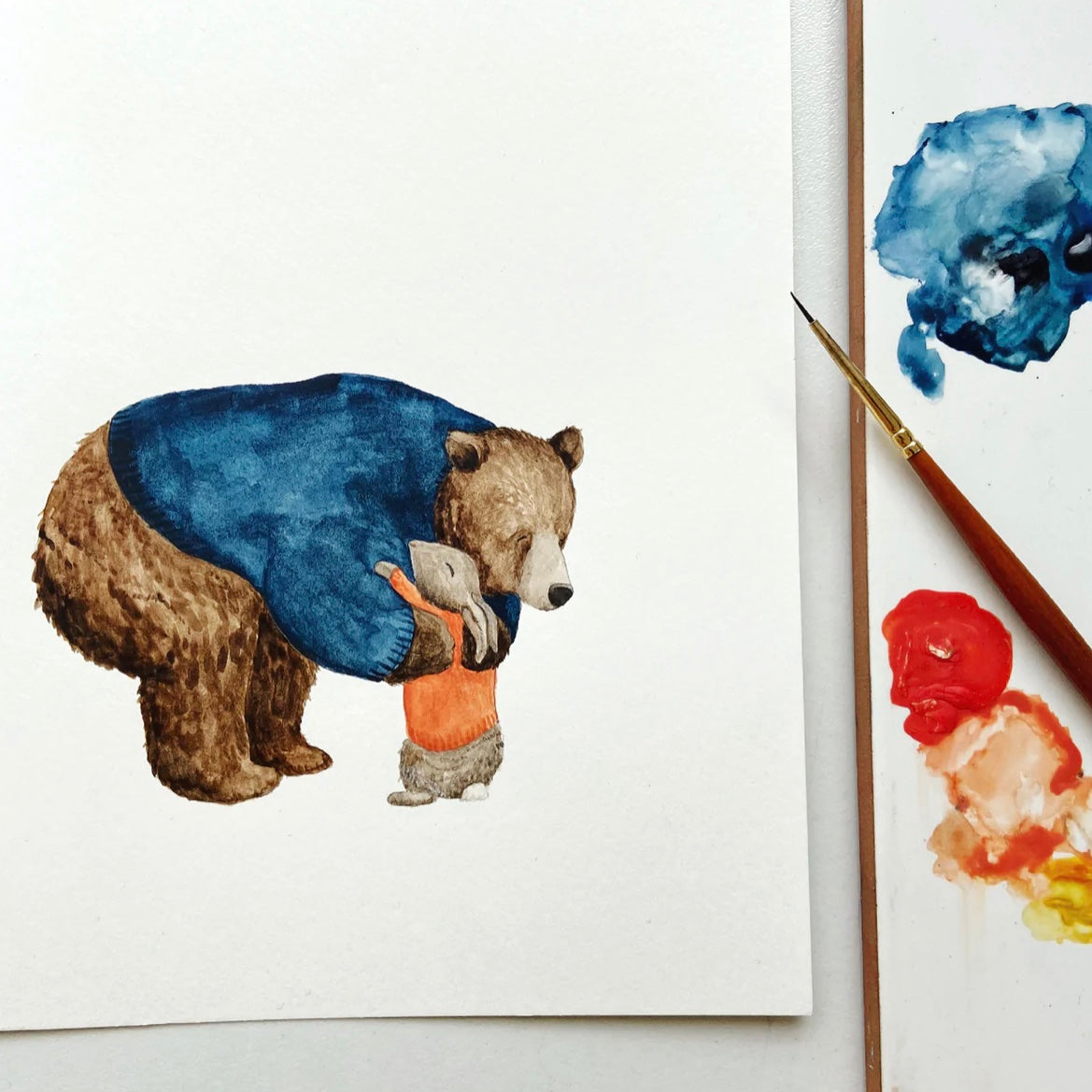 Bear and Rabbit Hug Greetings Card