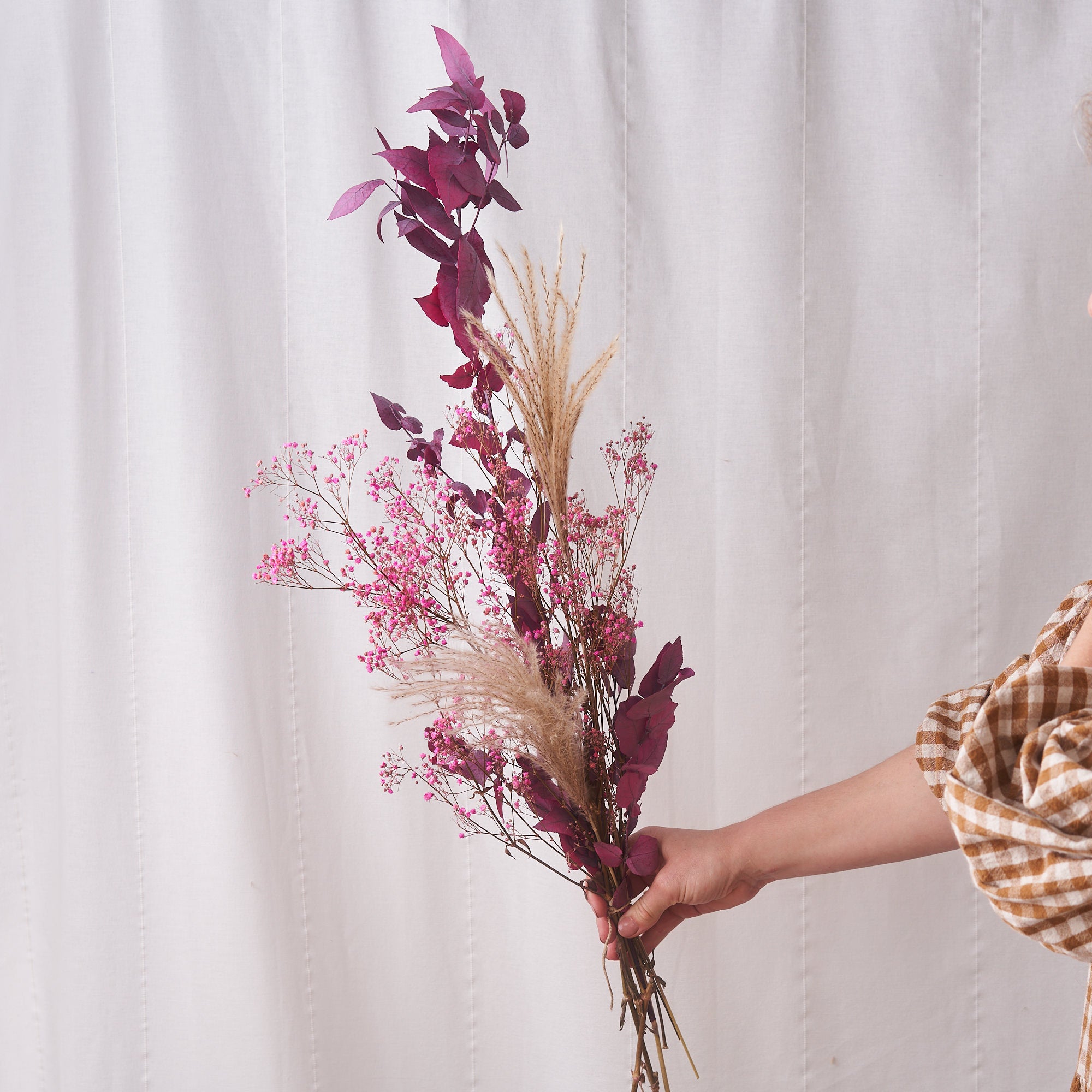 Spring Delight: Preserved Pink Gypsophilia, Rainbow Eucalyptus and Grass