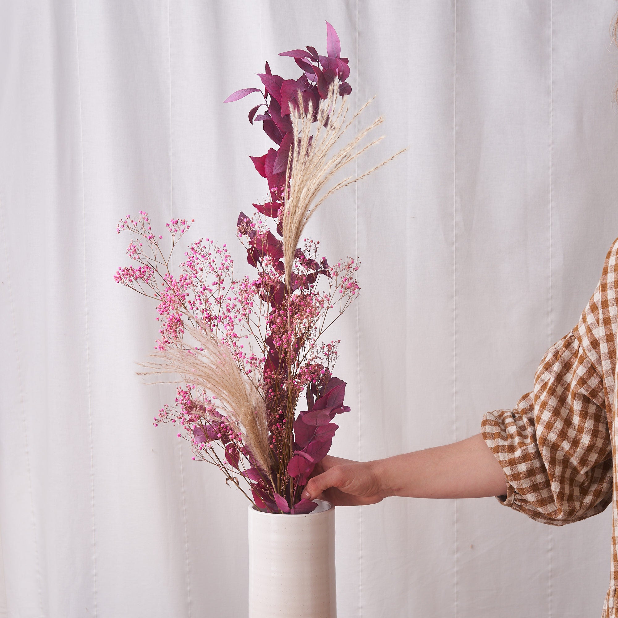 Spring Delight: Preserved Pink Gypsophilia, Rainbow Eucalyptus and Grass