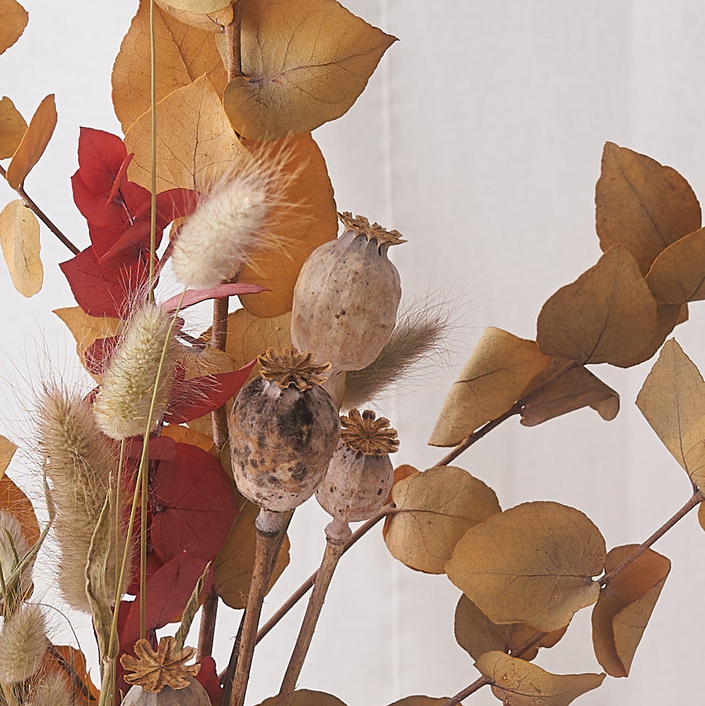 Autumn Sunset: Bunnytails, Poppies and Rainbow Eucalyptus