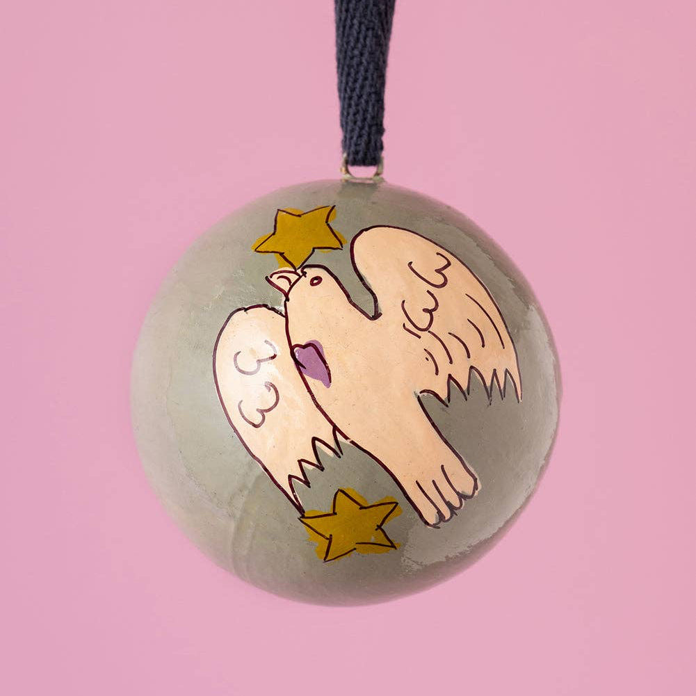 Dove Papier Mache Bauble