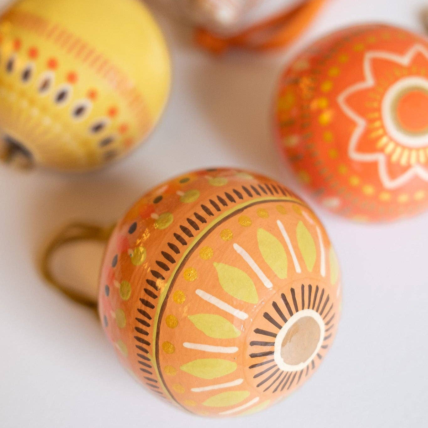 Yuletide Gold Paper Mache Baubles | 3 Designs Available