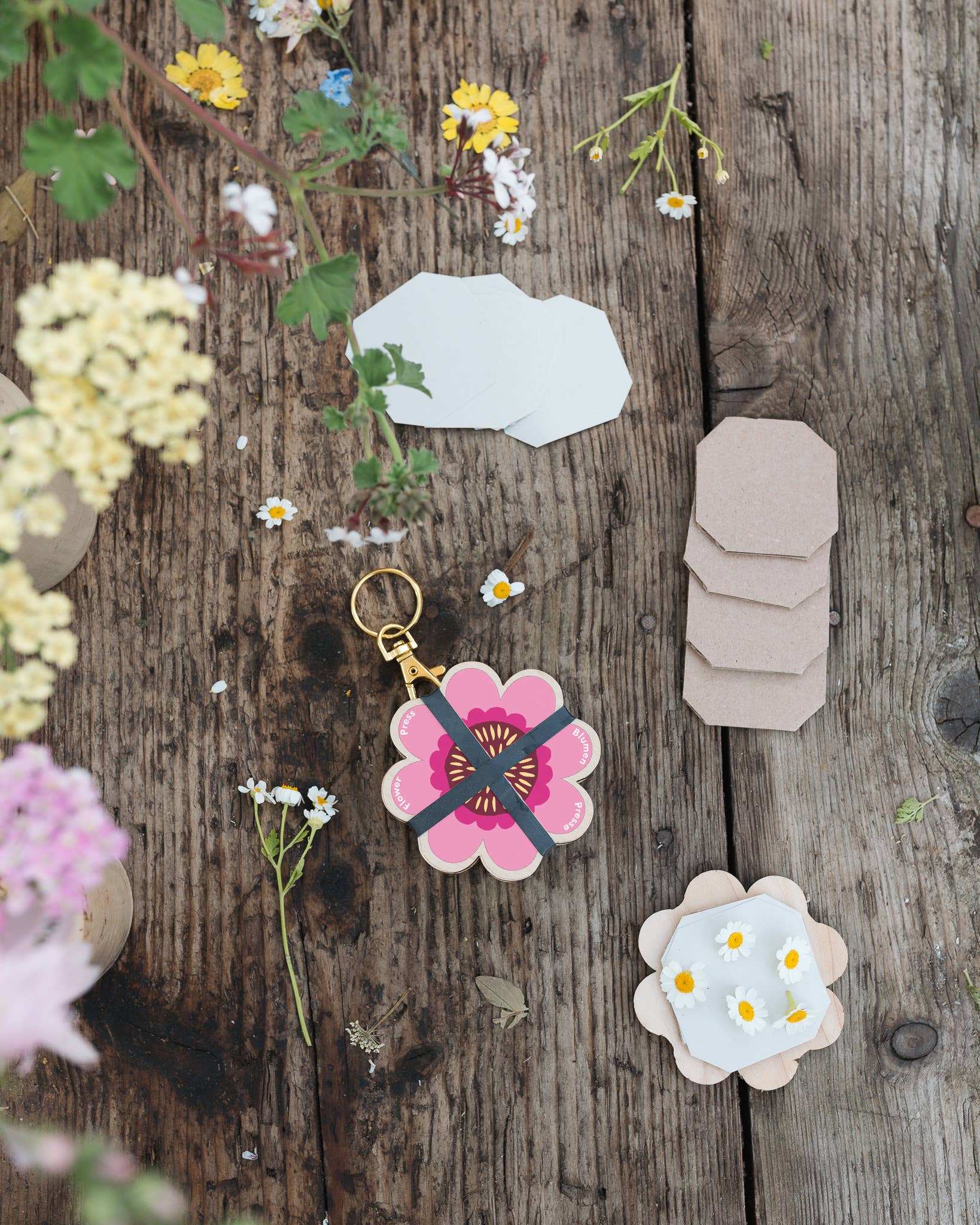 Keyring Flower Press | Pinks & Blues