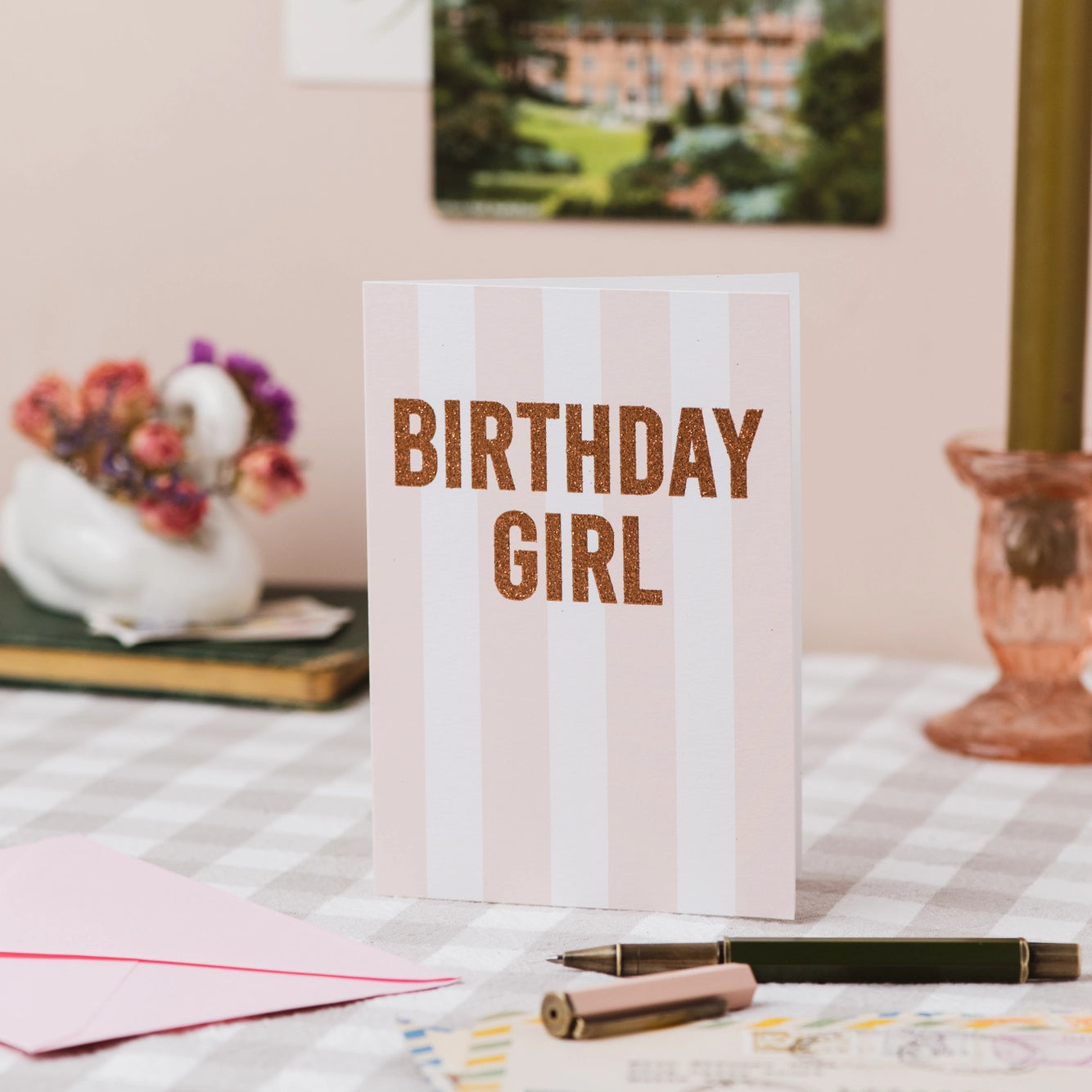'Birthday Girl' Stripe Greetings Card