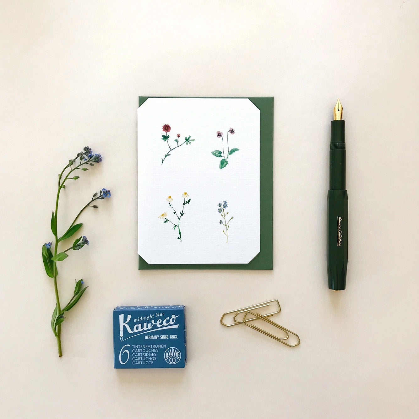 Four Blooms Petite Greetings Card