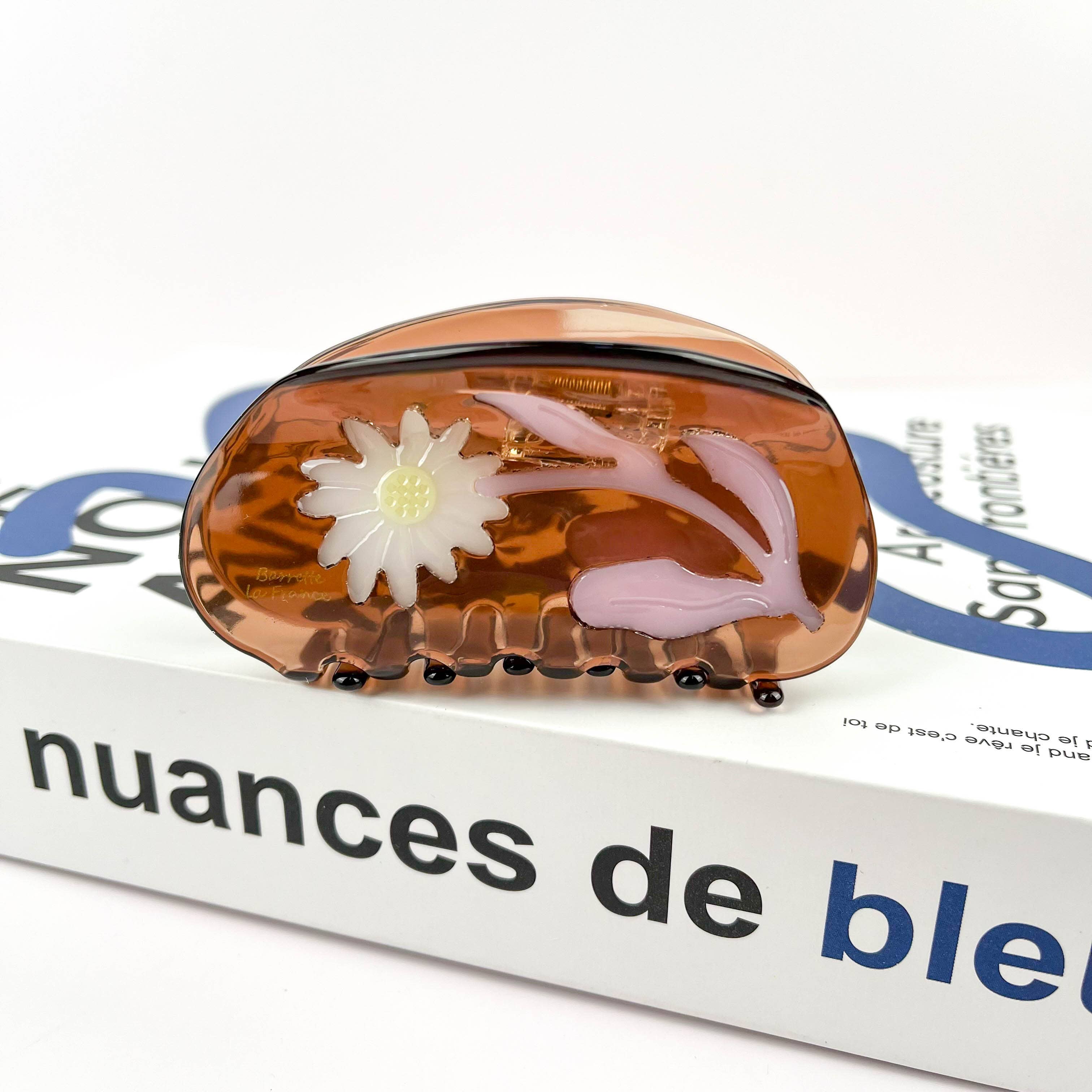 Semi-Circular Floral Hair Clip, Springtime Acetate Claw Clip