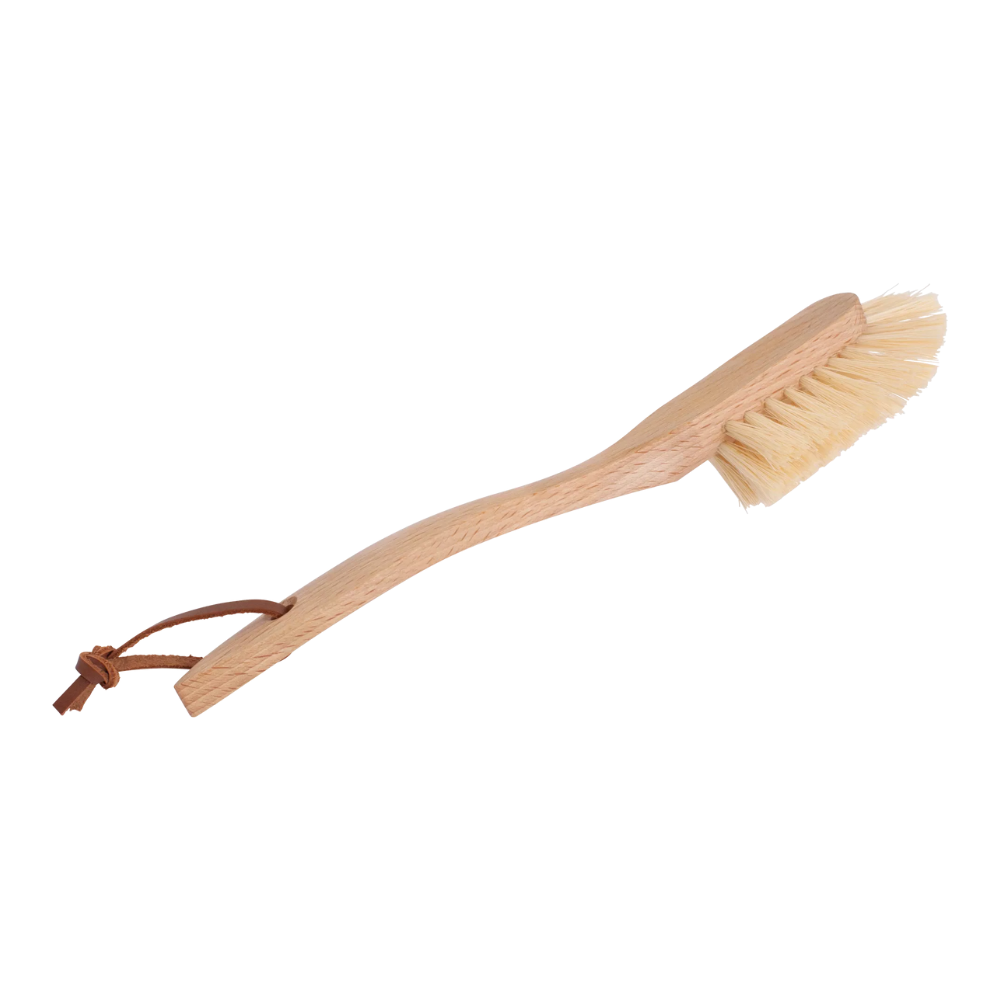 Wooden Dish Brush with Curved Handle | Light