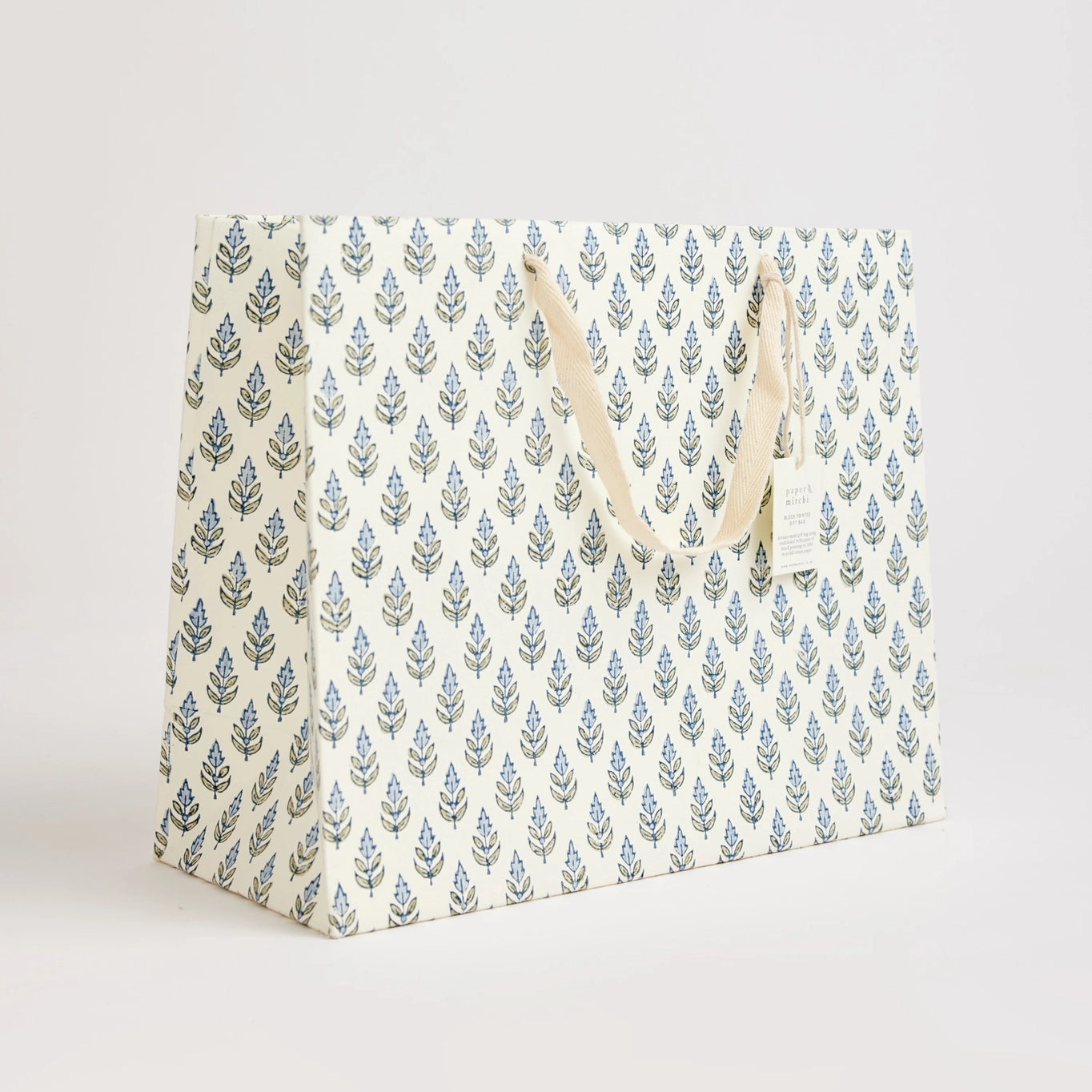 Block Printed Gift Bags | 3 Blue Designs & 3 Sizes Available