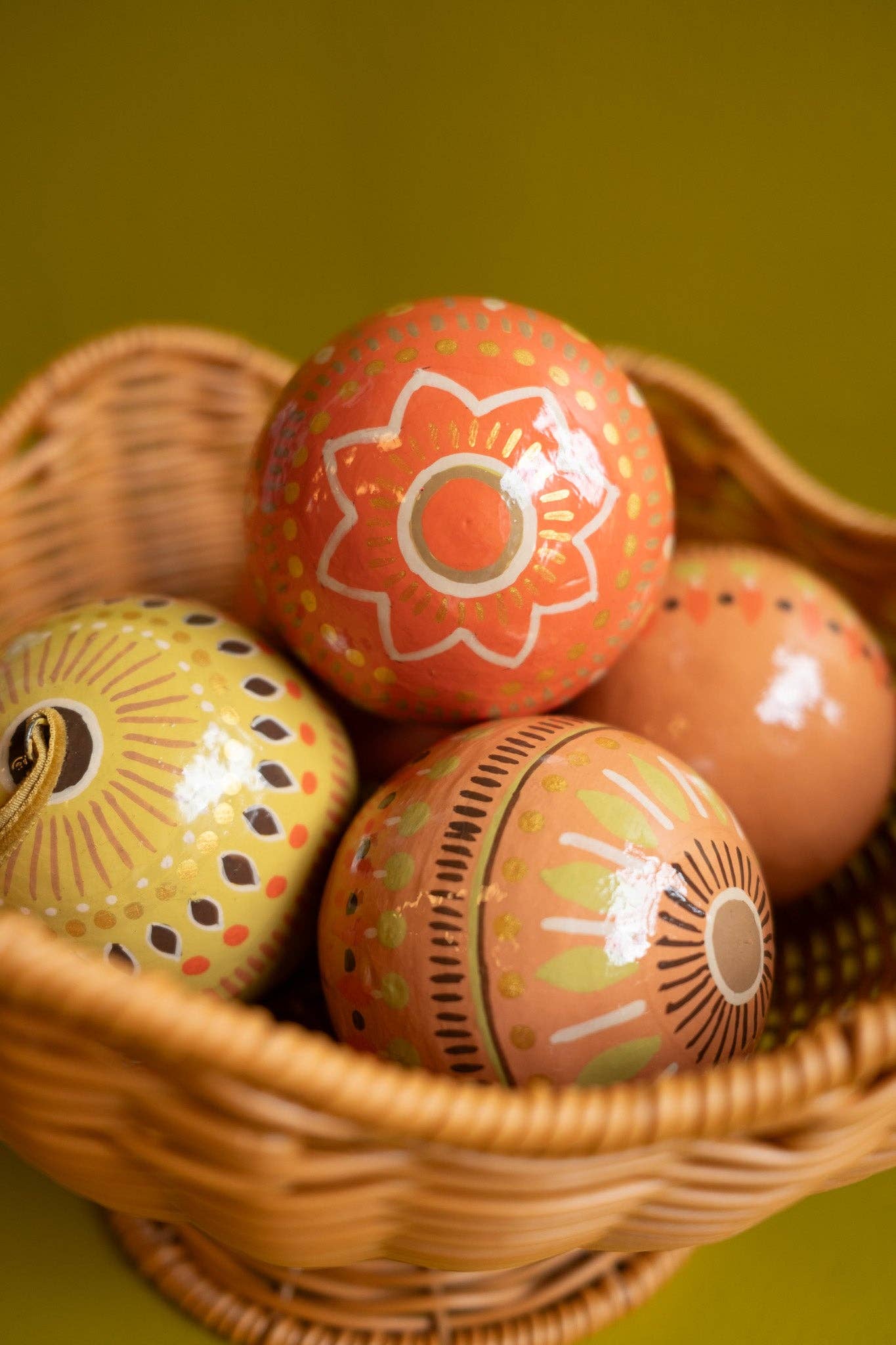 Yuletide Gold Paper Mache Baubles | 3 Designs Available