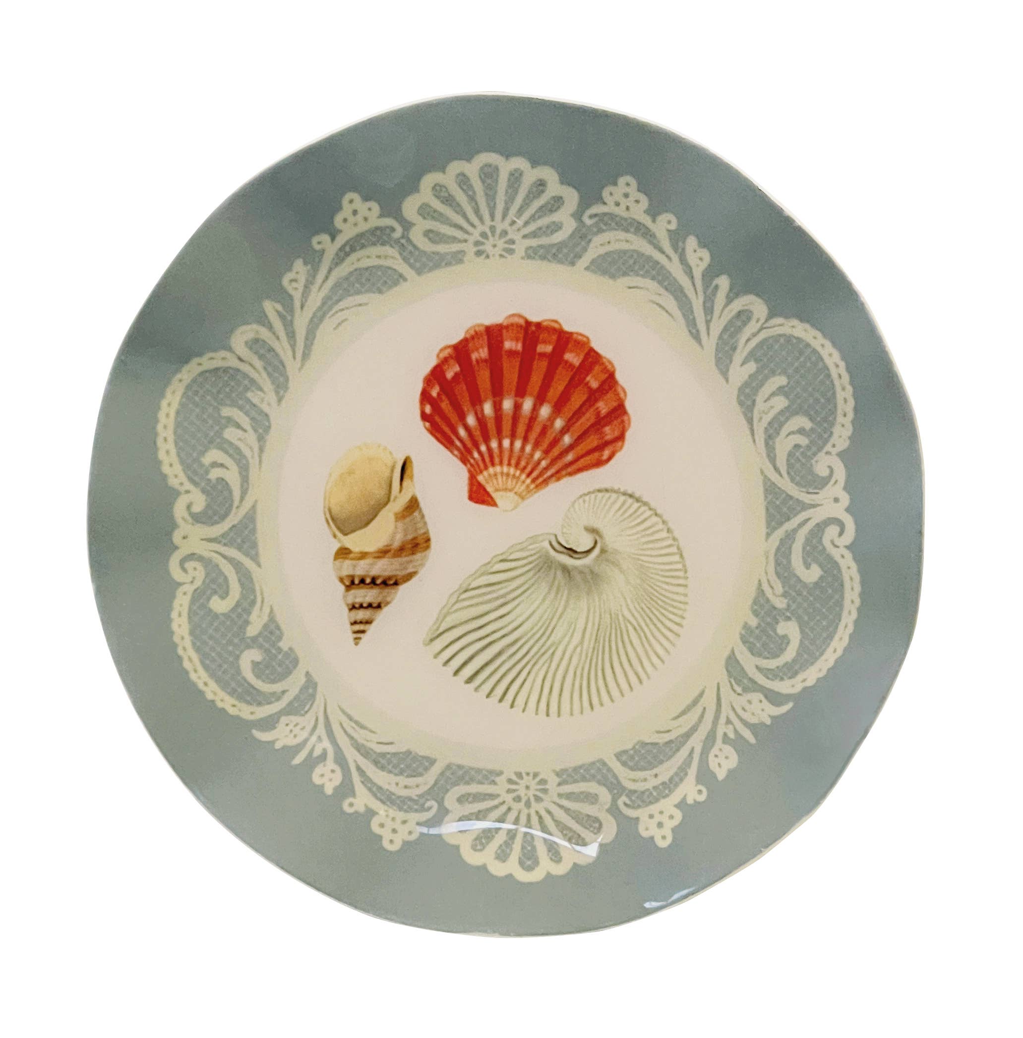 Wavy Round Enamel Tray | Sea Shells