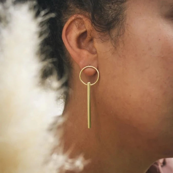 Tube Drop Earrings | Brass