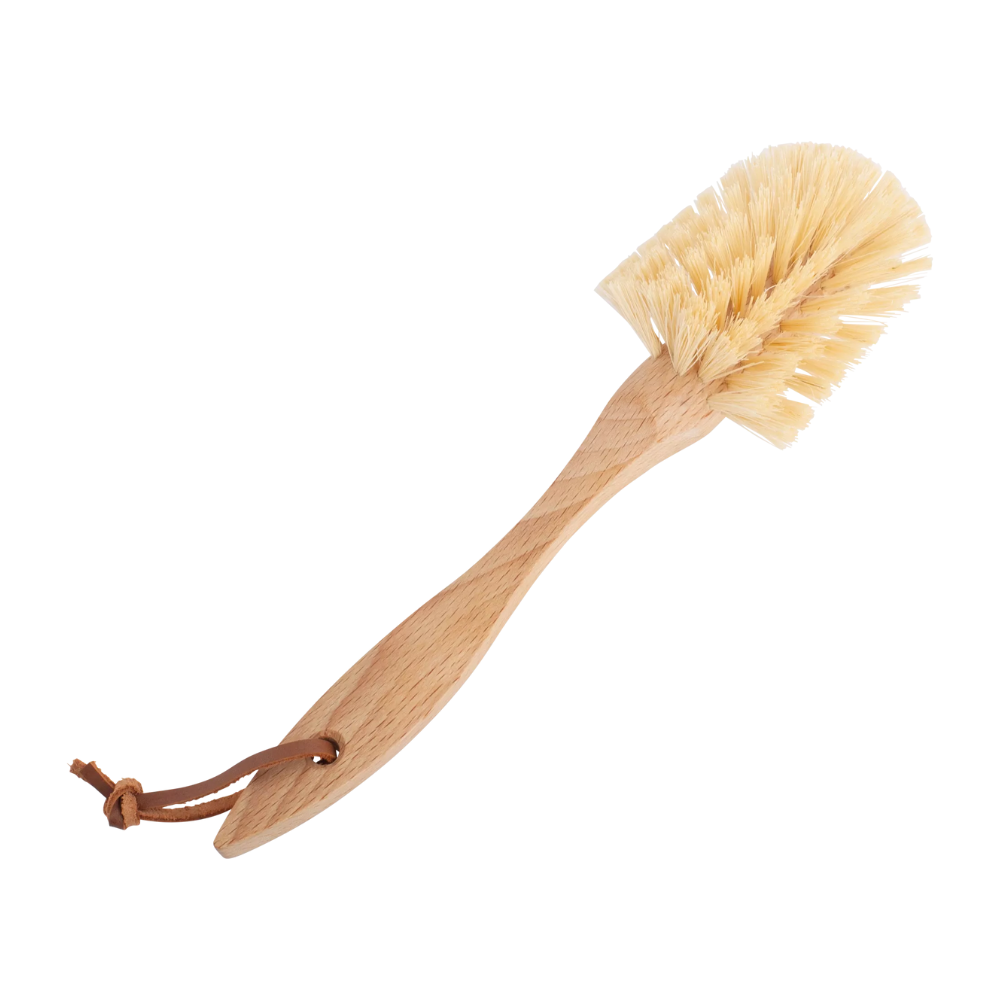 Wooden Dish Brush with Curved Handle | Light