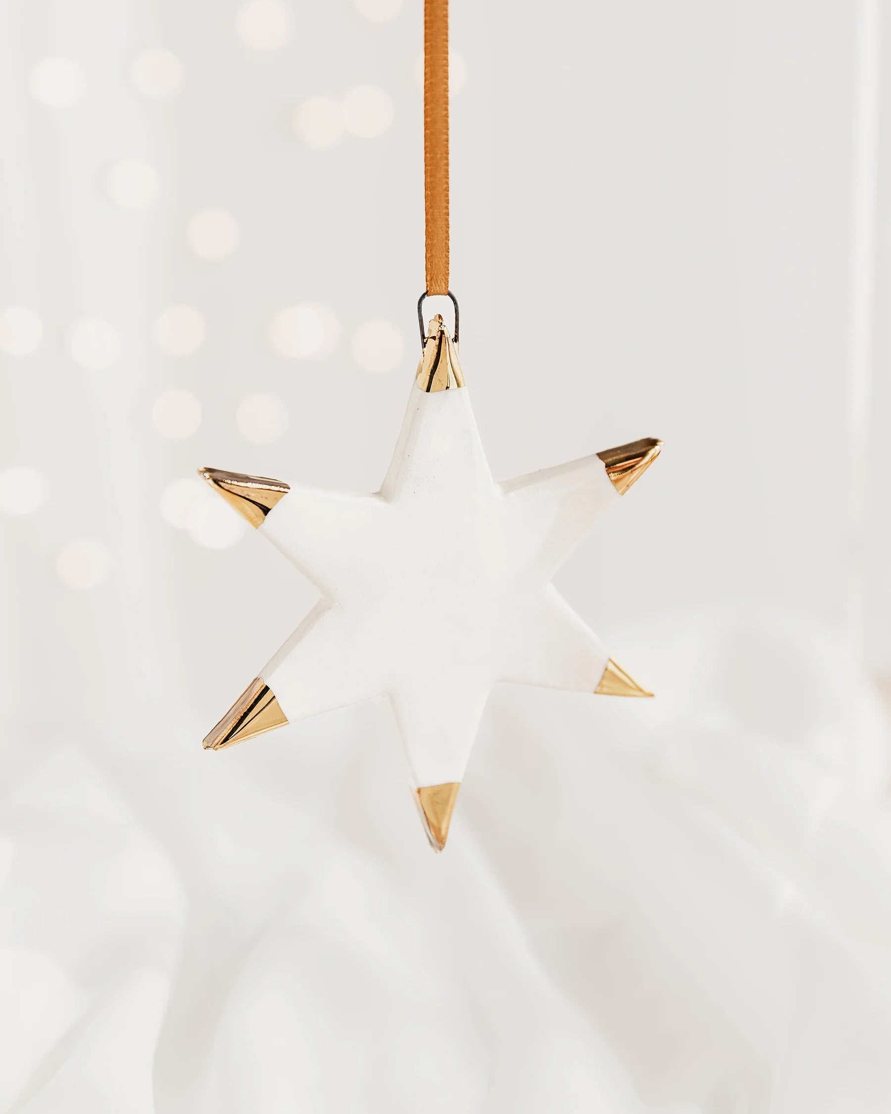 Ceramic Star Ornament with Gold Tips