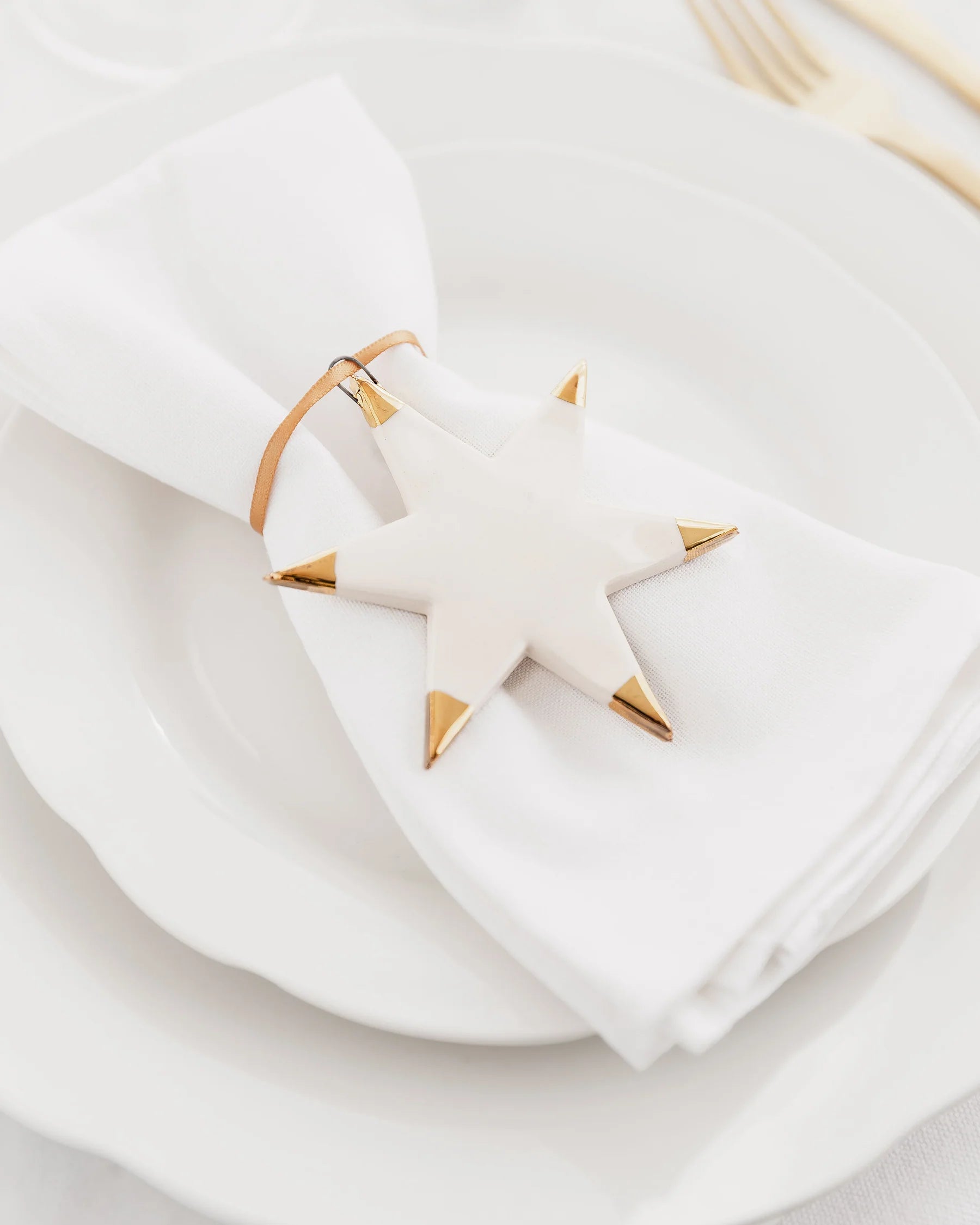 Ceramic Star Ornament with Gold Tips