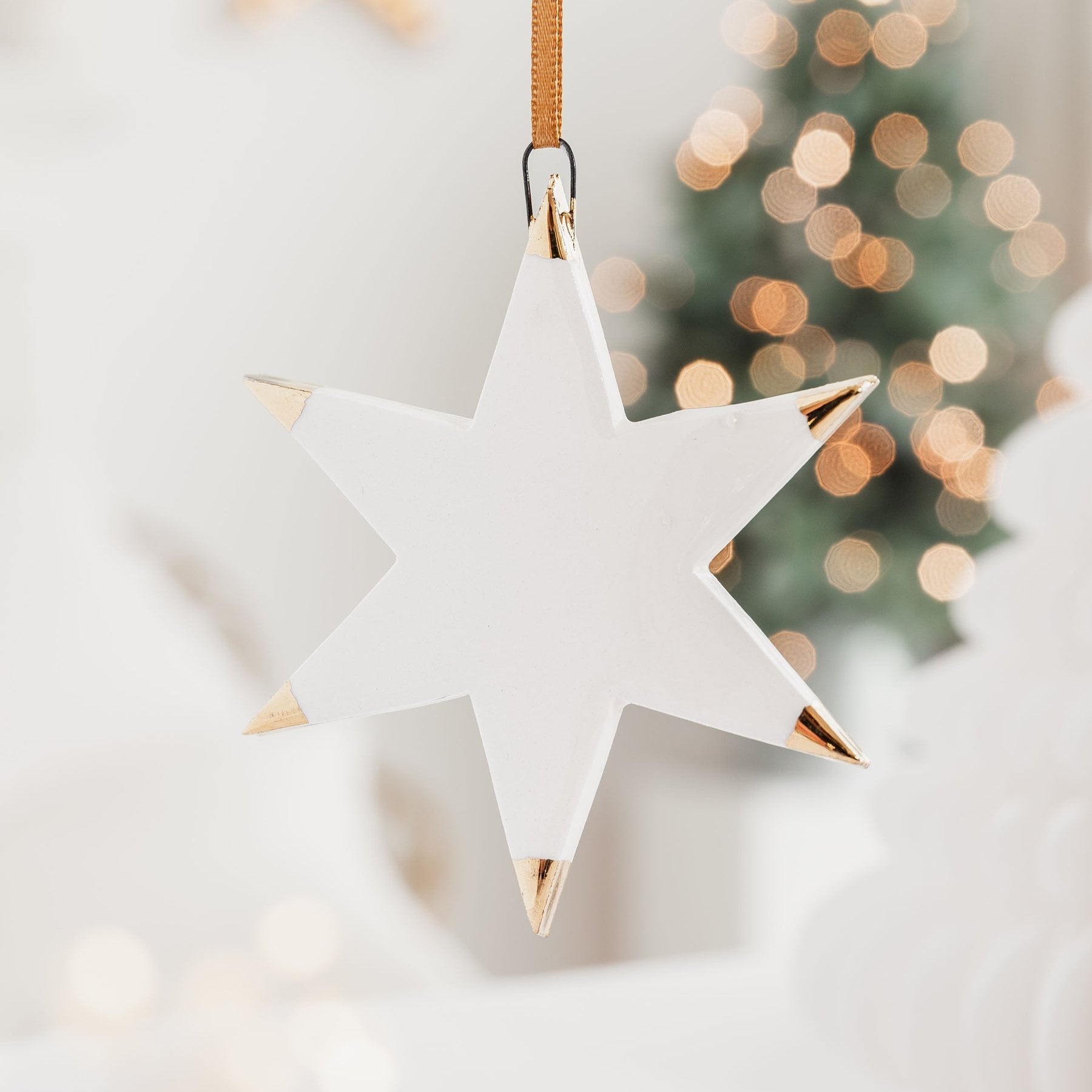 Ceramic Star Ornament with Gold Tips