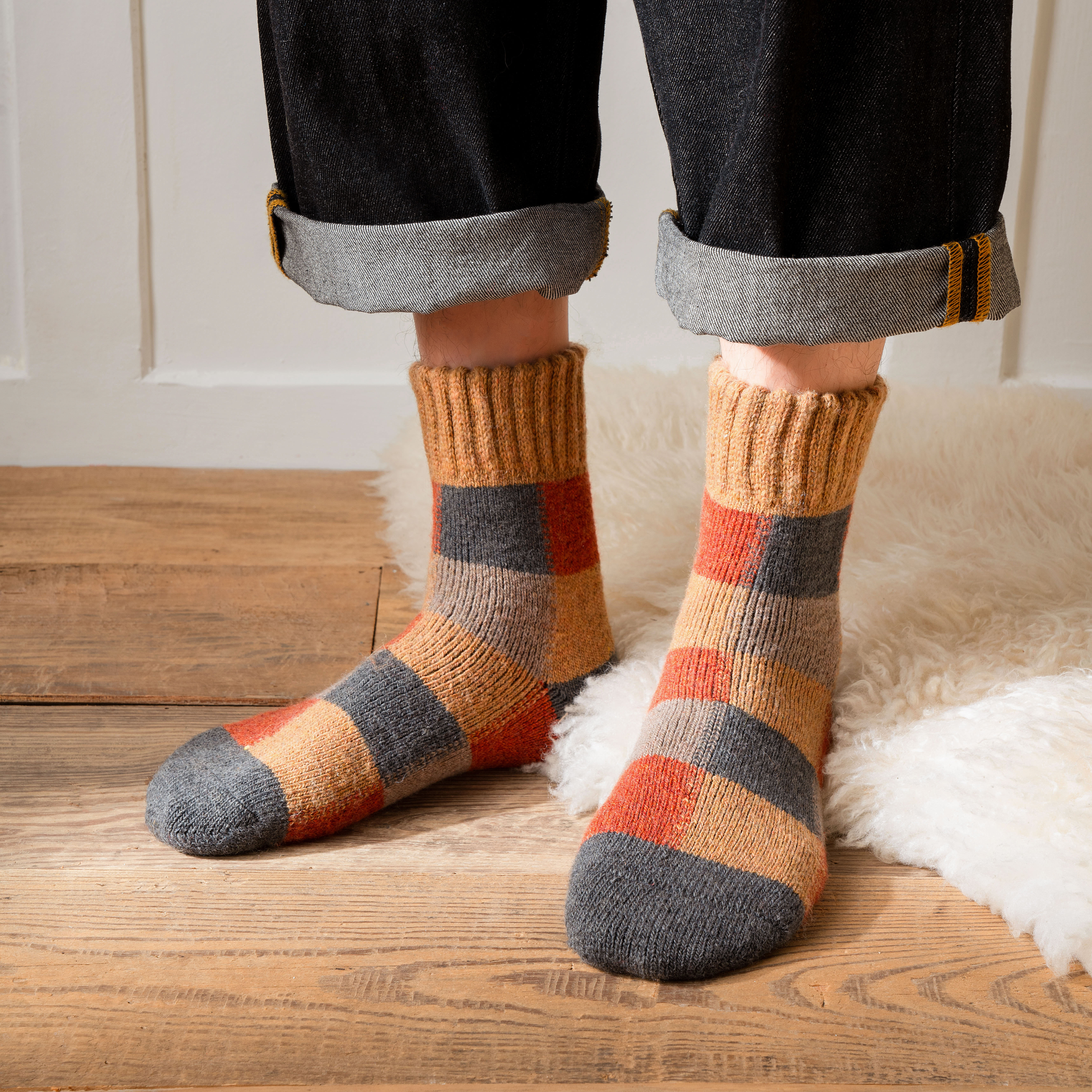 Men's Winter Multicoloured Thick Wool Socks | 2 Colours Available