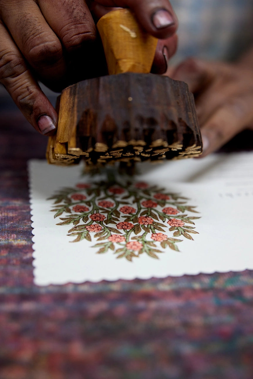 Block Printed Greeting Card | Mogra Coral