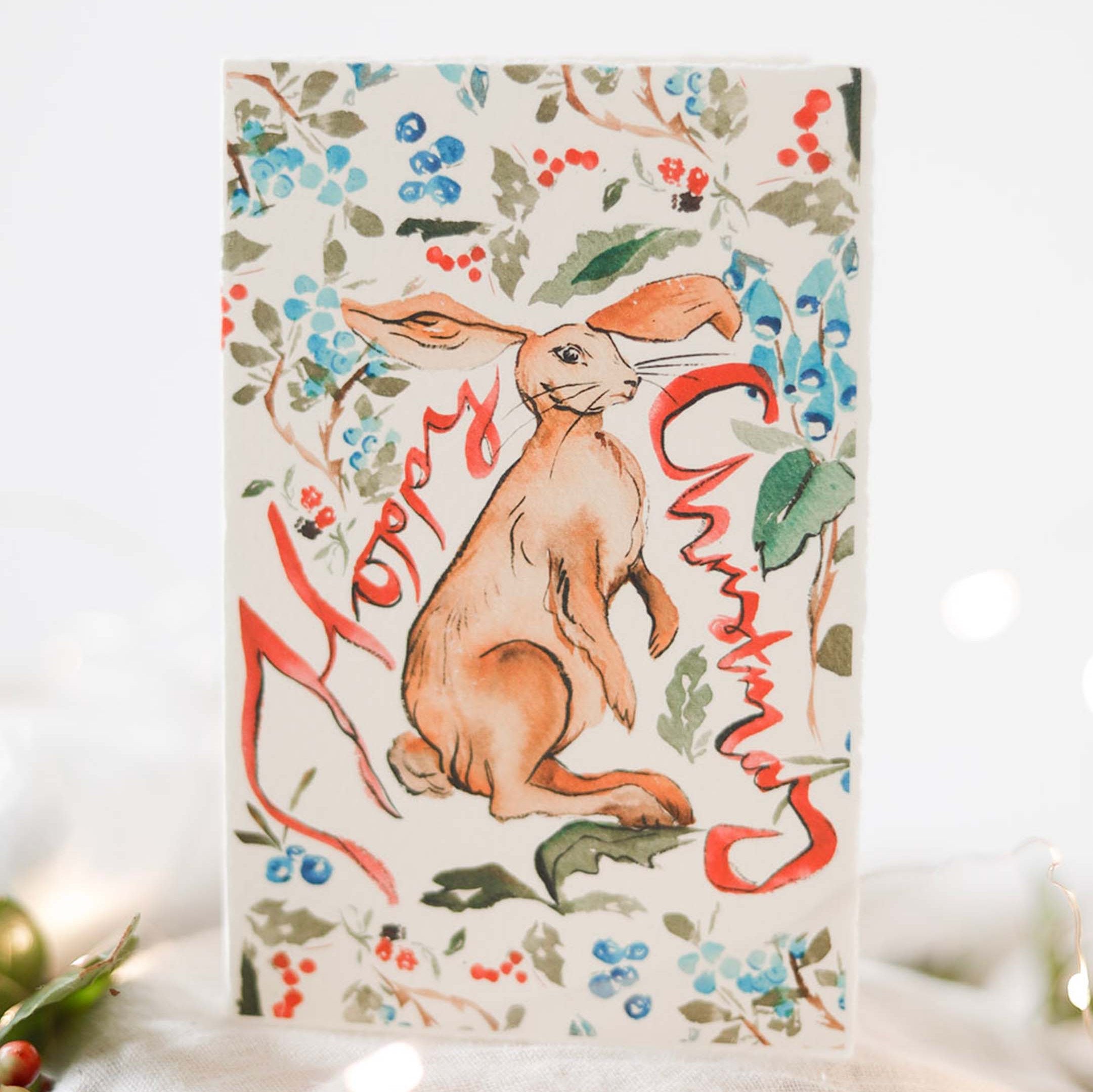 'Hoppy Christmas' Rabbit Card