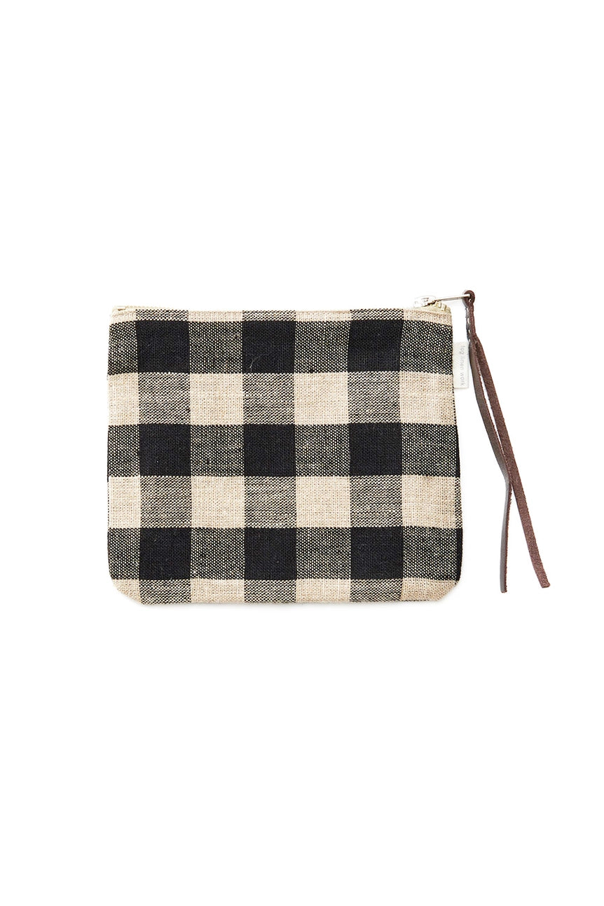 Canna Linen Pouch  | Black Natural Check | 2 Sizes Available