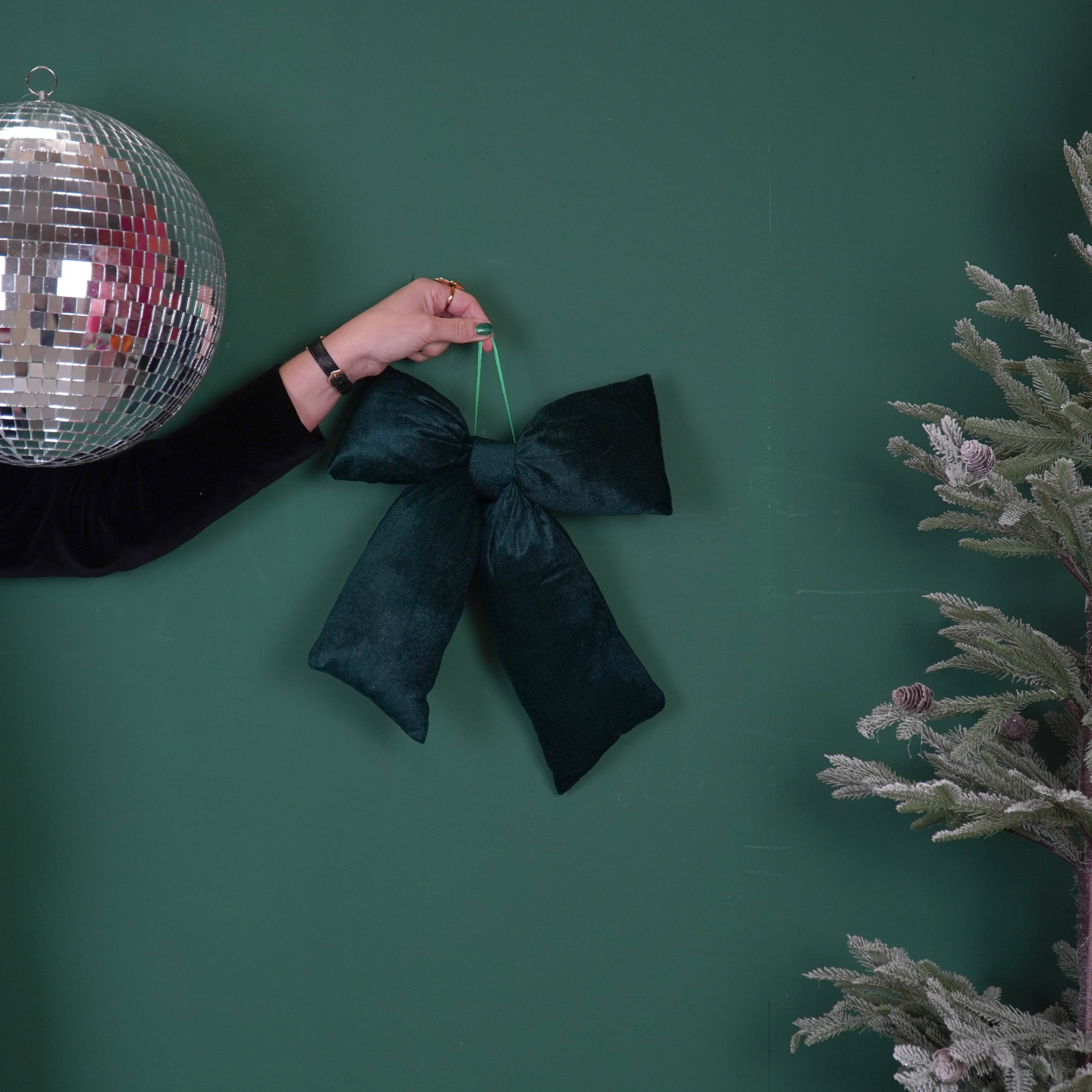 Green Velvet Fabric Bow Christmas Decoration