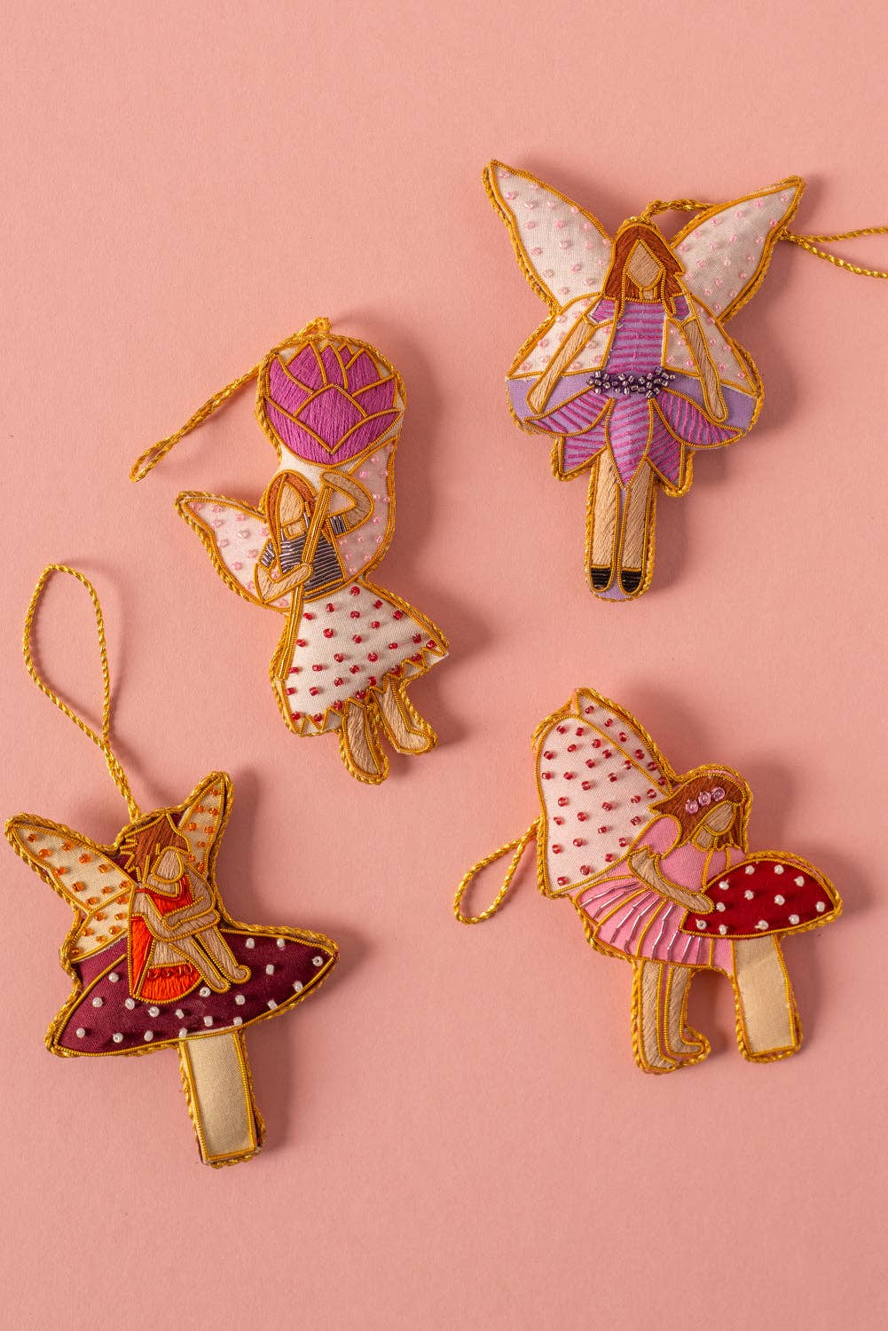 Beaded Fairy Sitting on a Toadstool Decoration