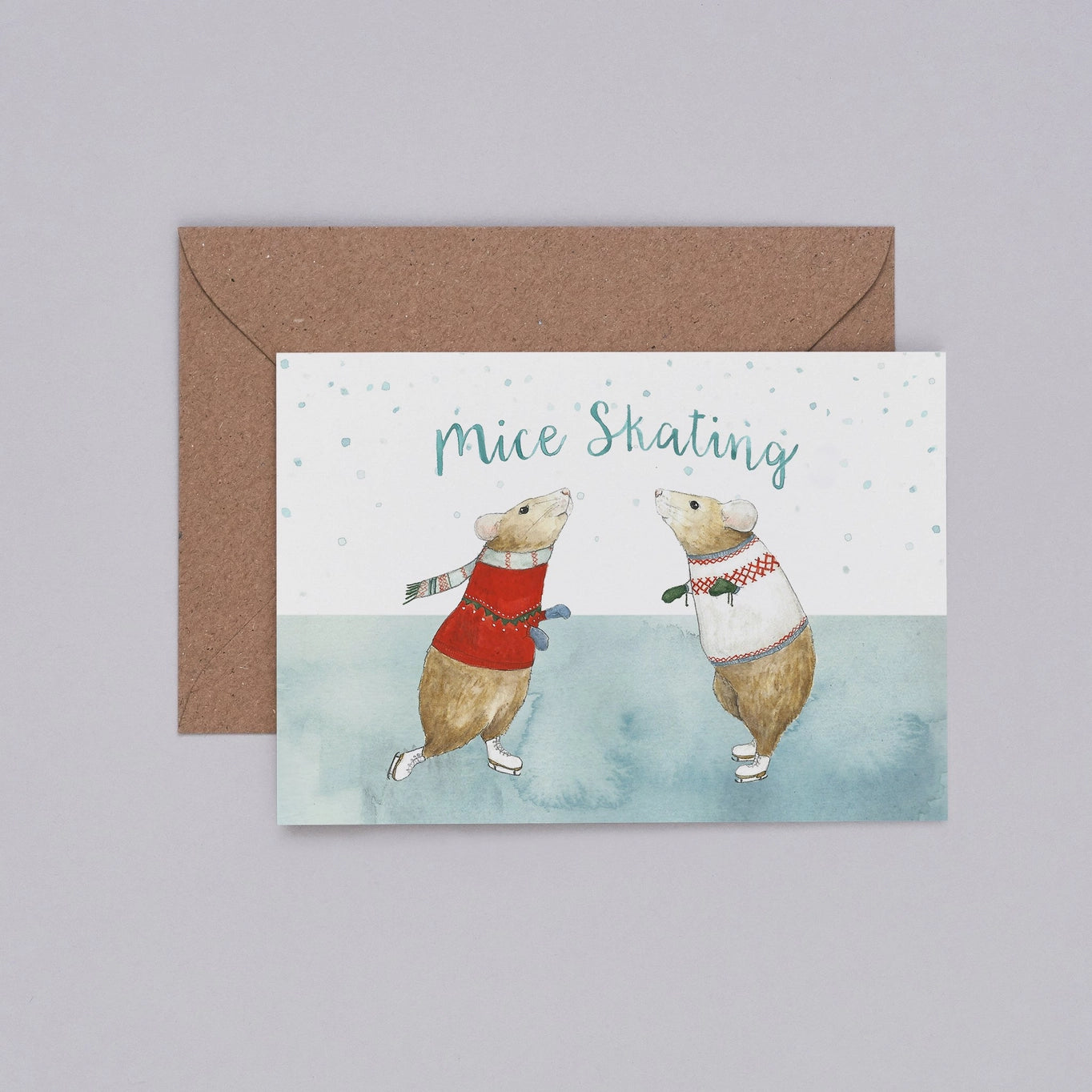 Mice Skating Greetings Card