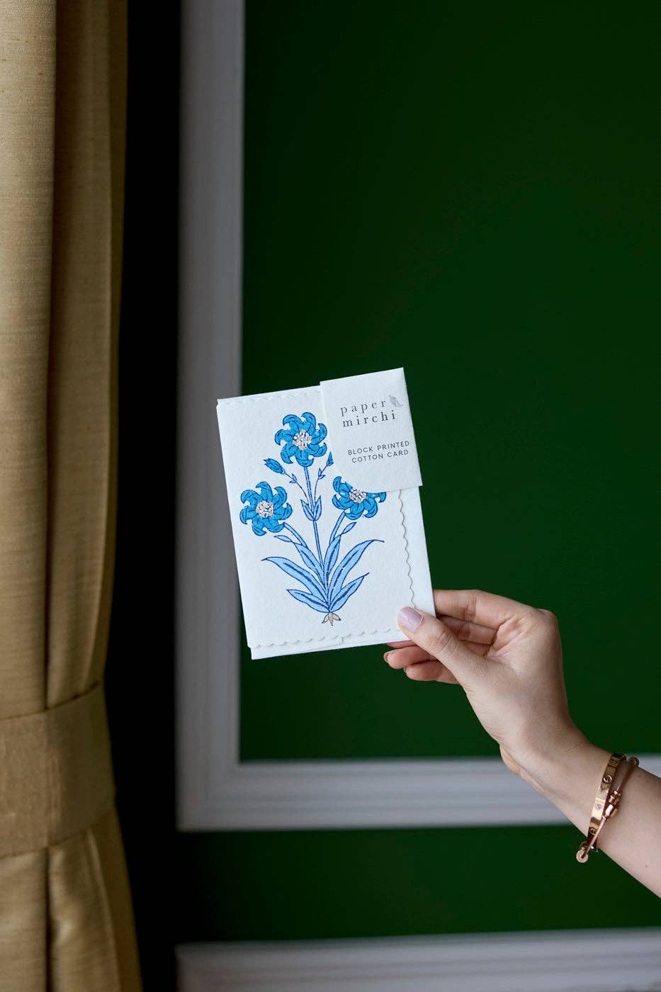 Hand Block Printed Greeting Card | Nargis Sapphire