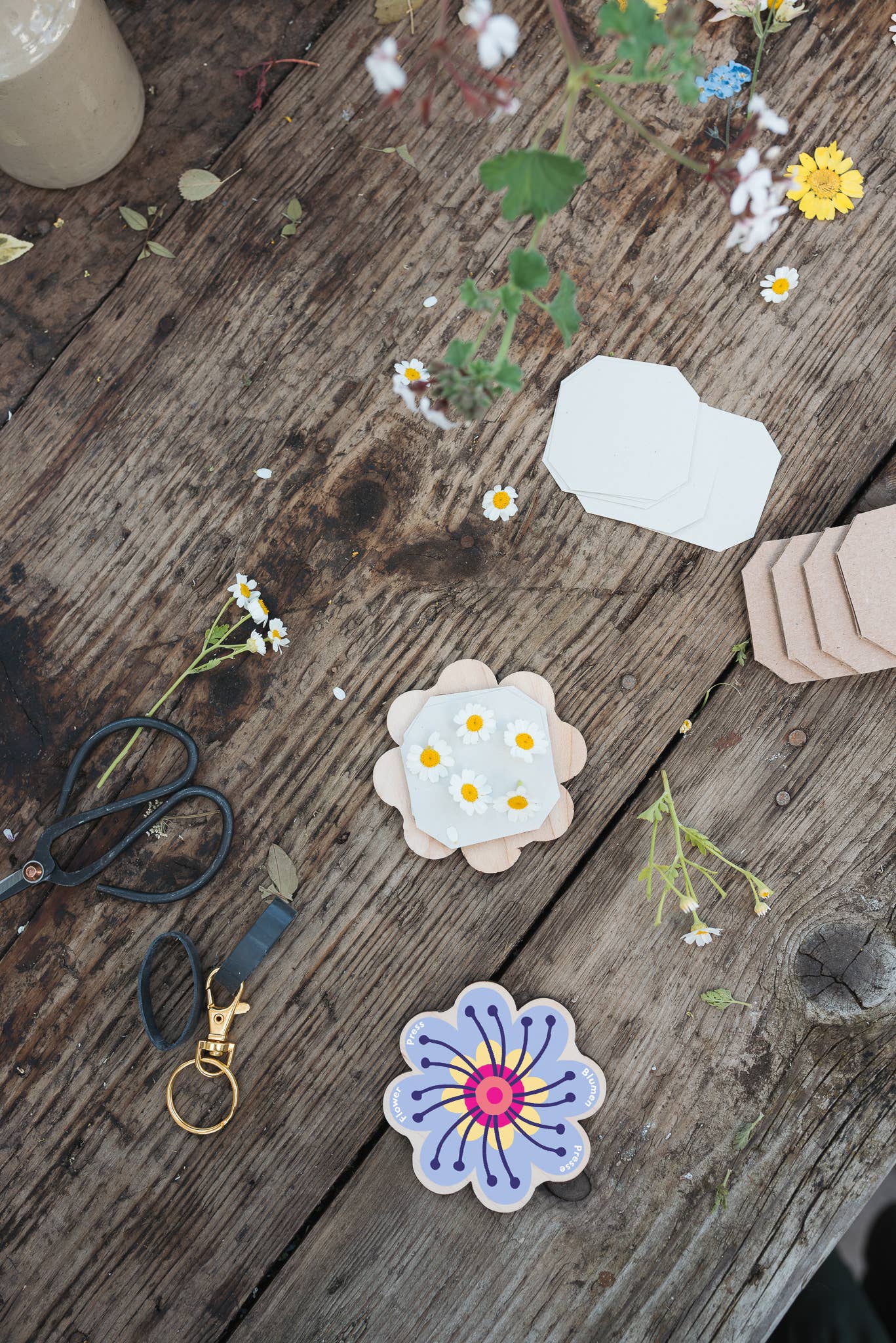 Keyring Flower Press | Pinks & Blues