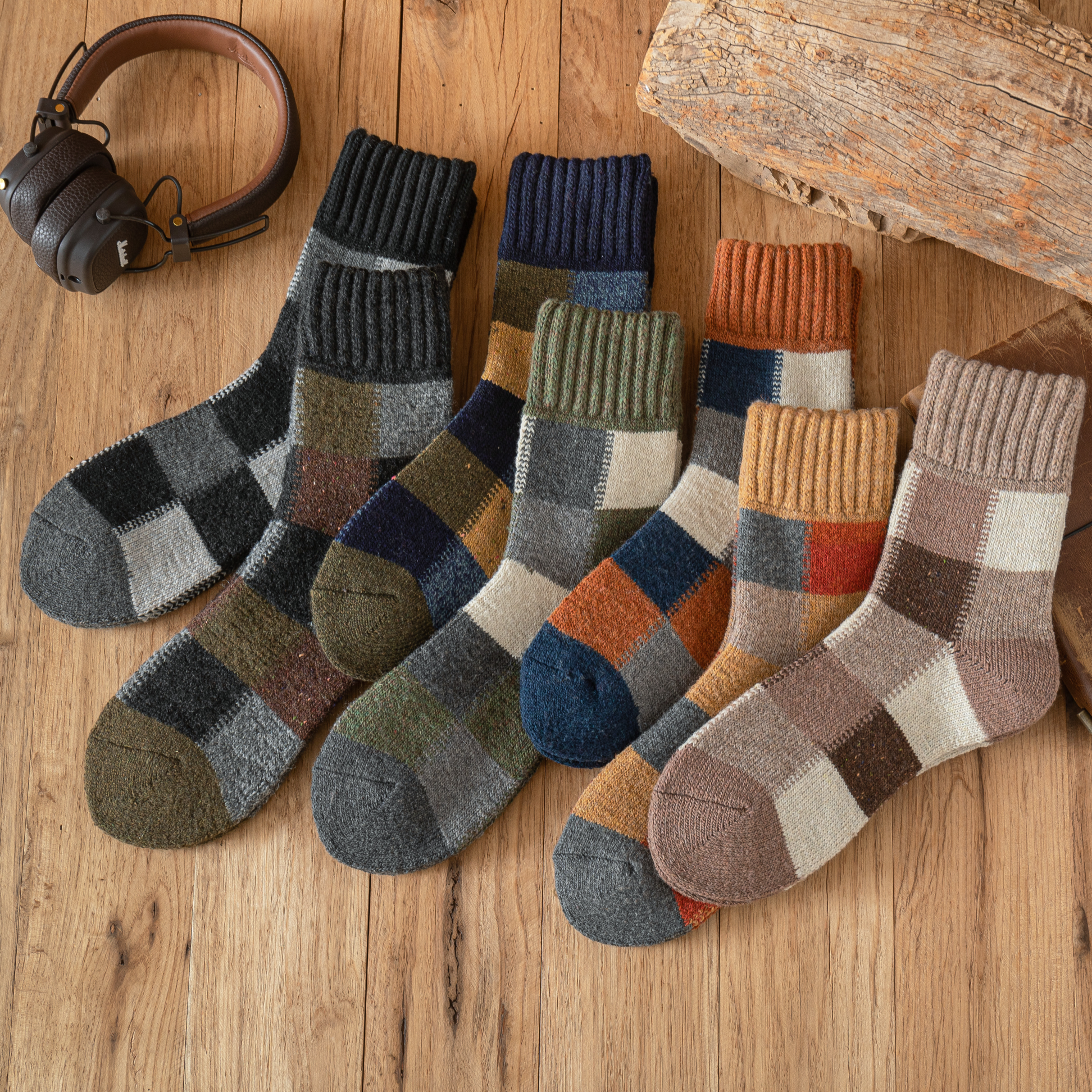 Men's Winter Multicoloured Thick Wool Socks | 2 Colours Available