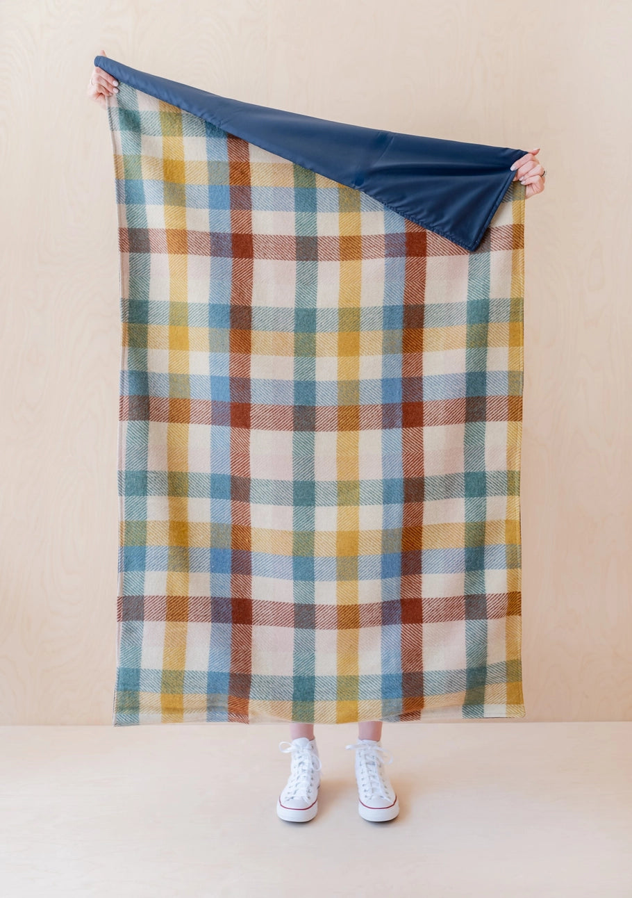 Recycled Wool Picnic Blanket | Rainbow Herringbone