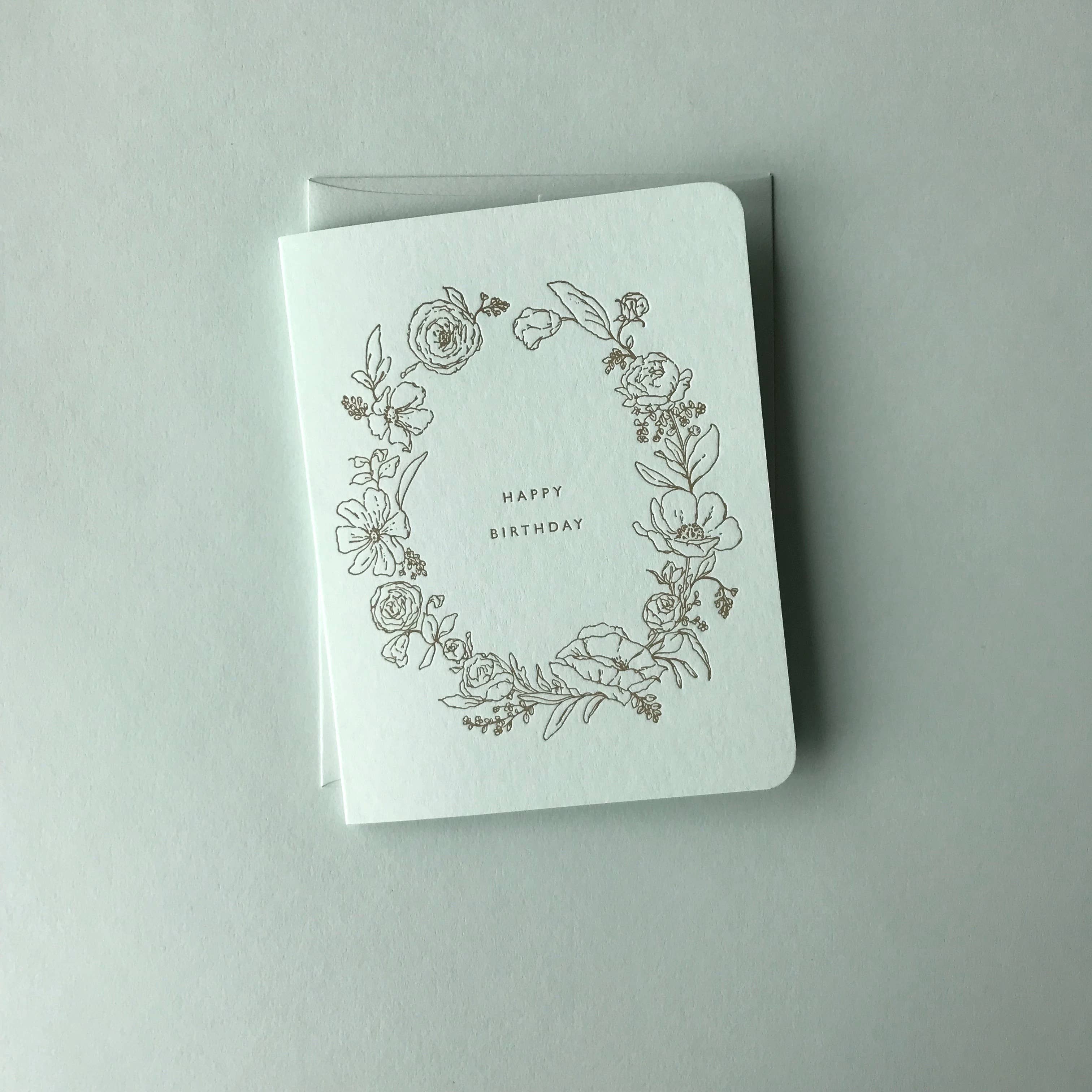 'Happy Birthday' Floral Letterpress Card