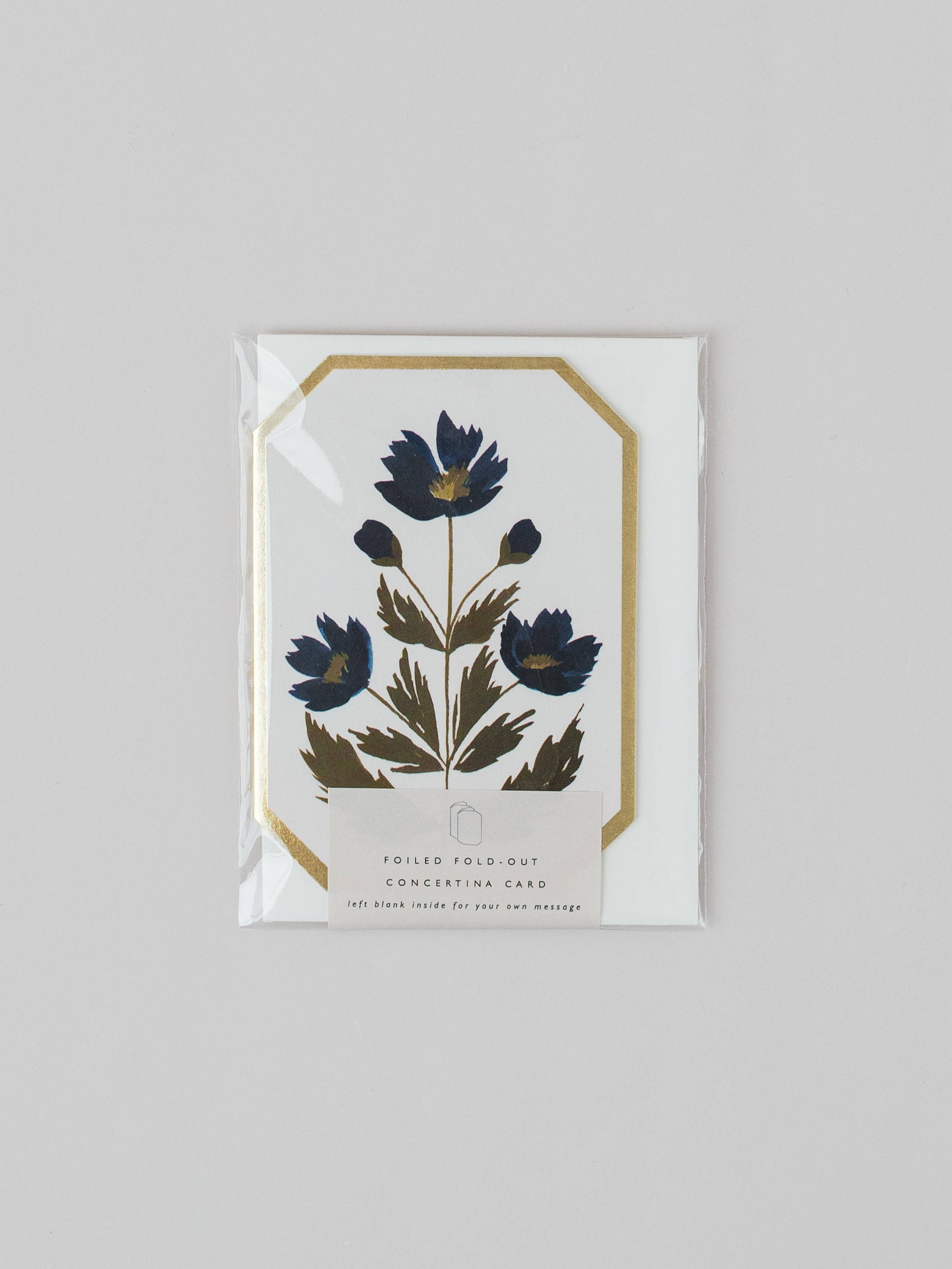 CONCERTINA BOTANICAL BLUE FLOWER DIE CUT MINI CARD