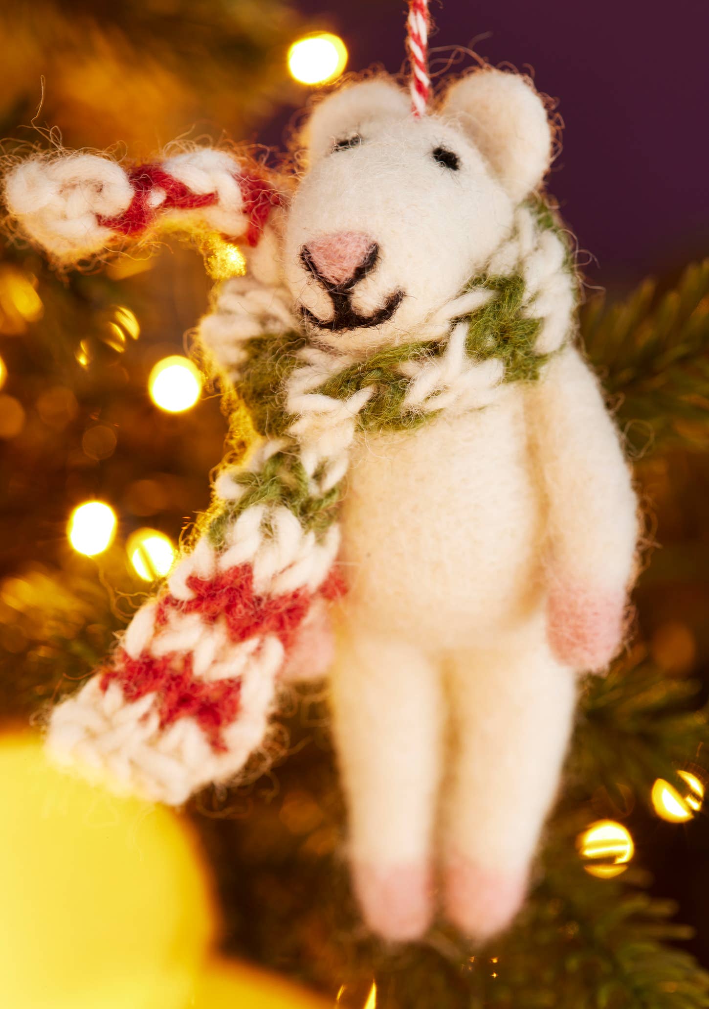 Felt Mice With Hand Knit Scarf Decoration