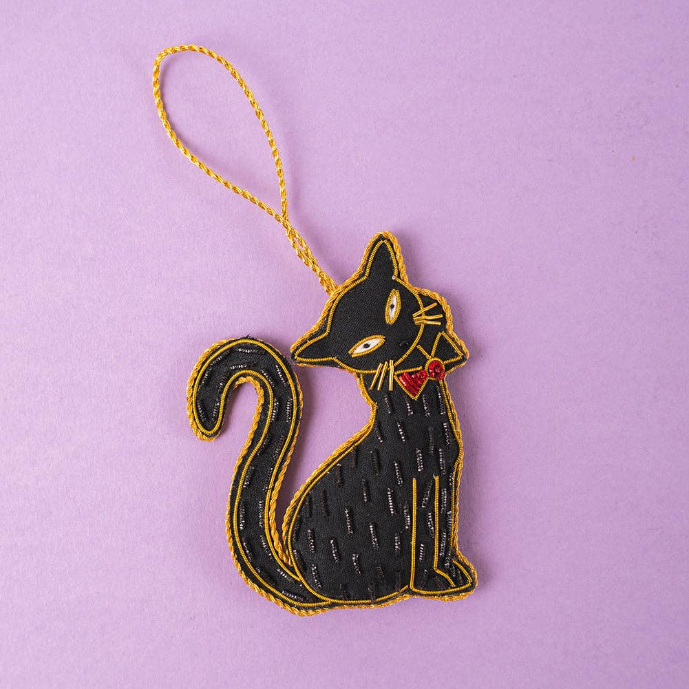 Sparkly Black Cat Decoration