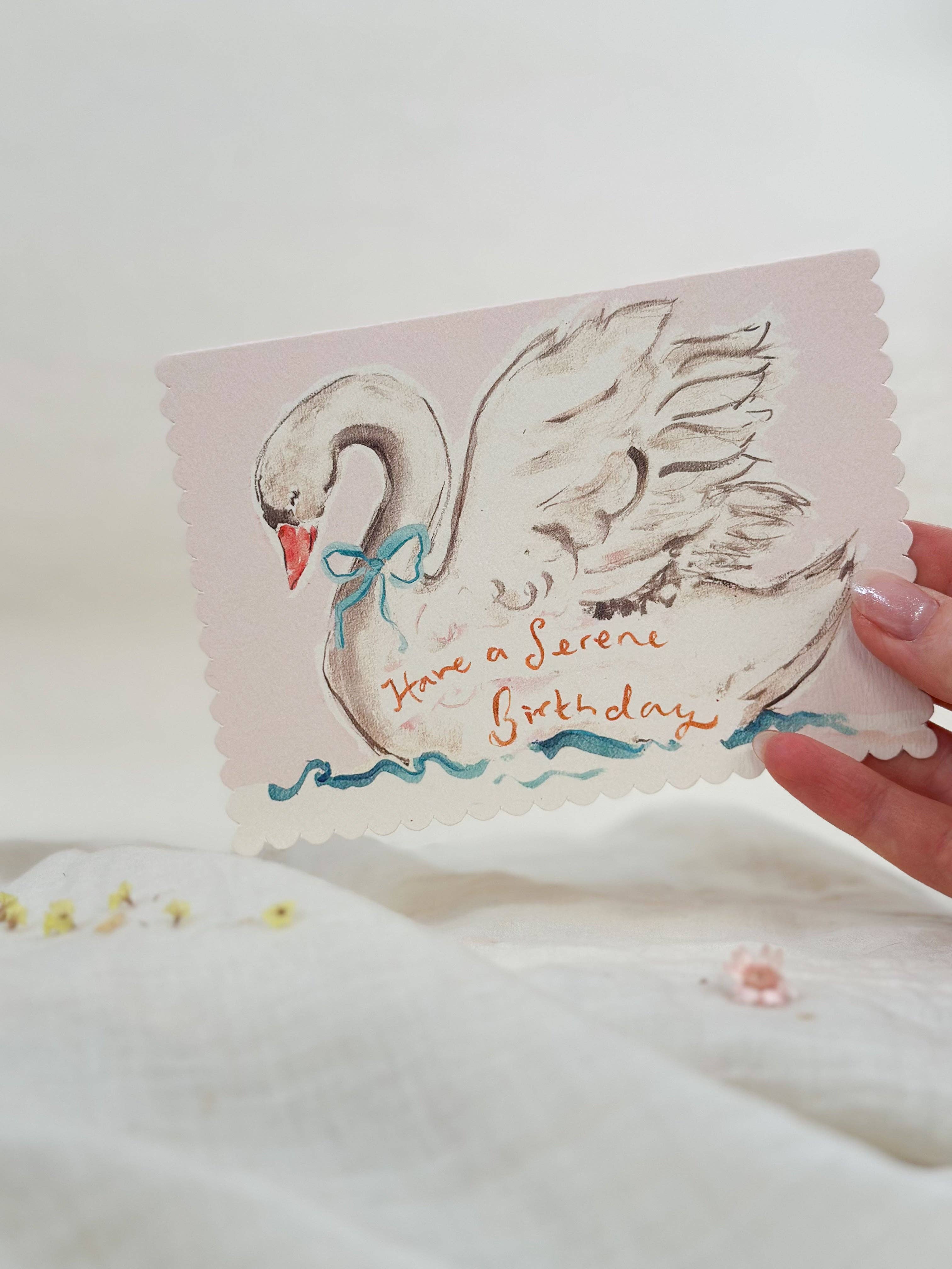 Have a Serene Birthday Swan card