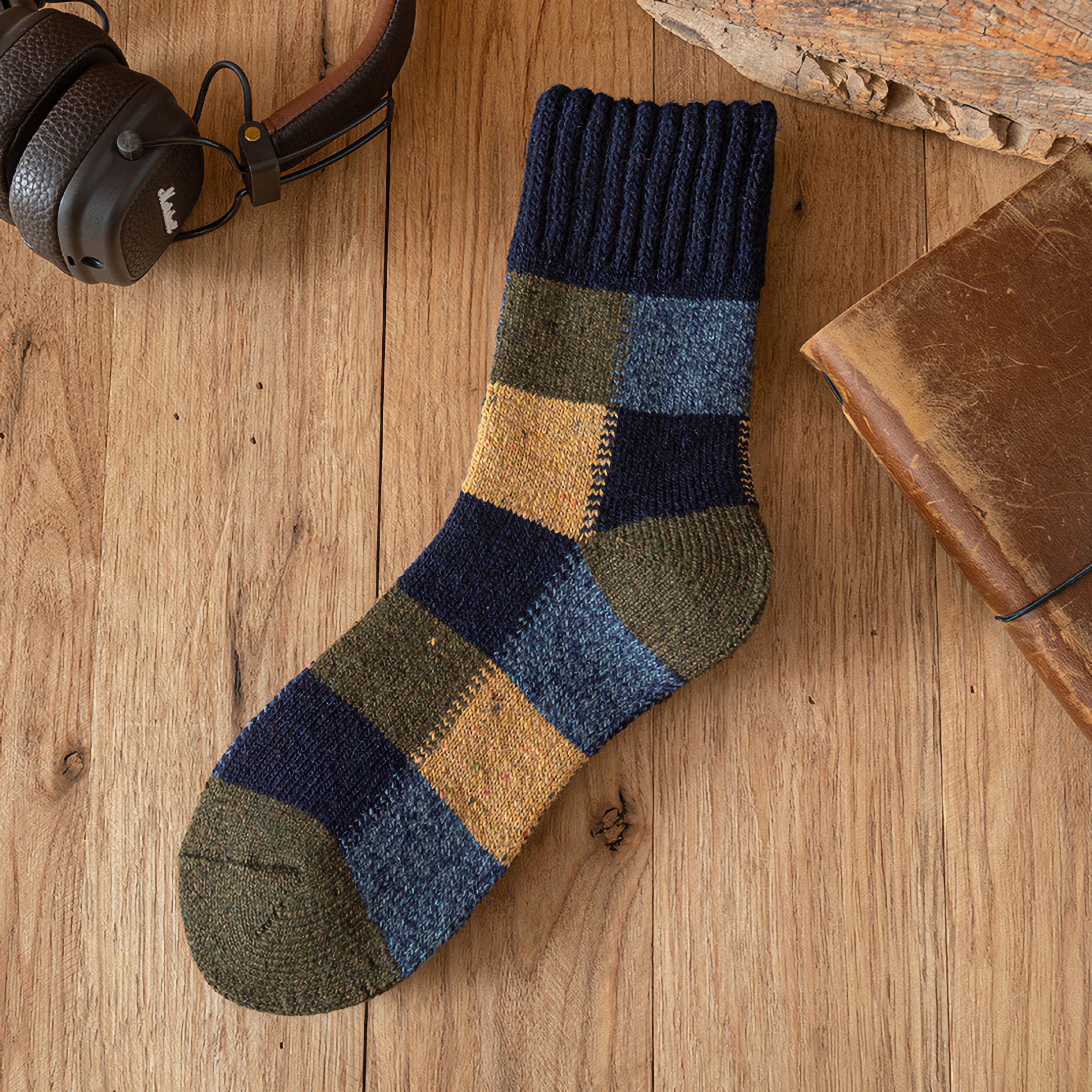 Men's Winter Multicoloured Thick Wool Socks | 2 Colours Available