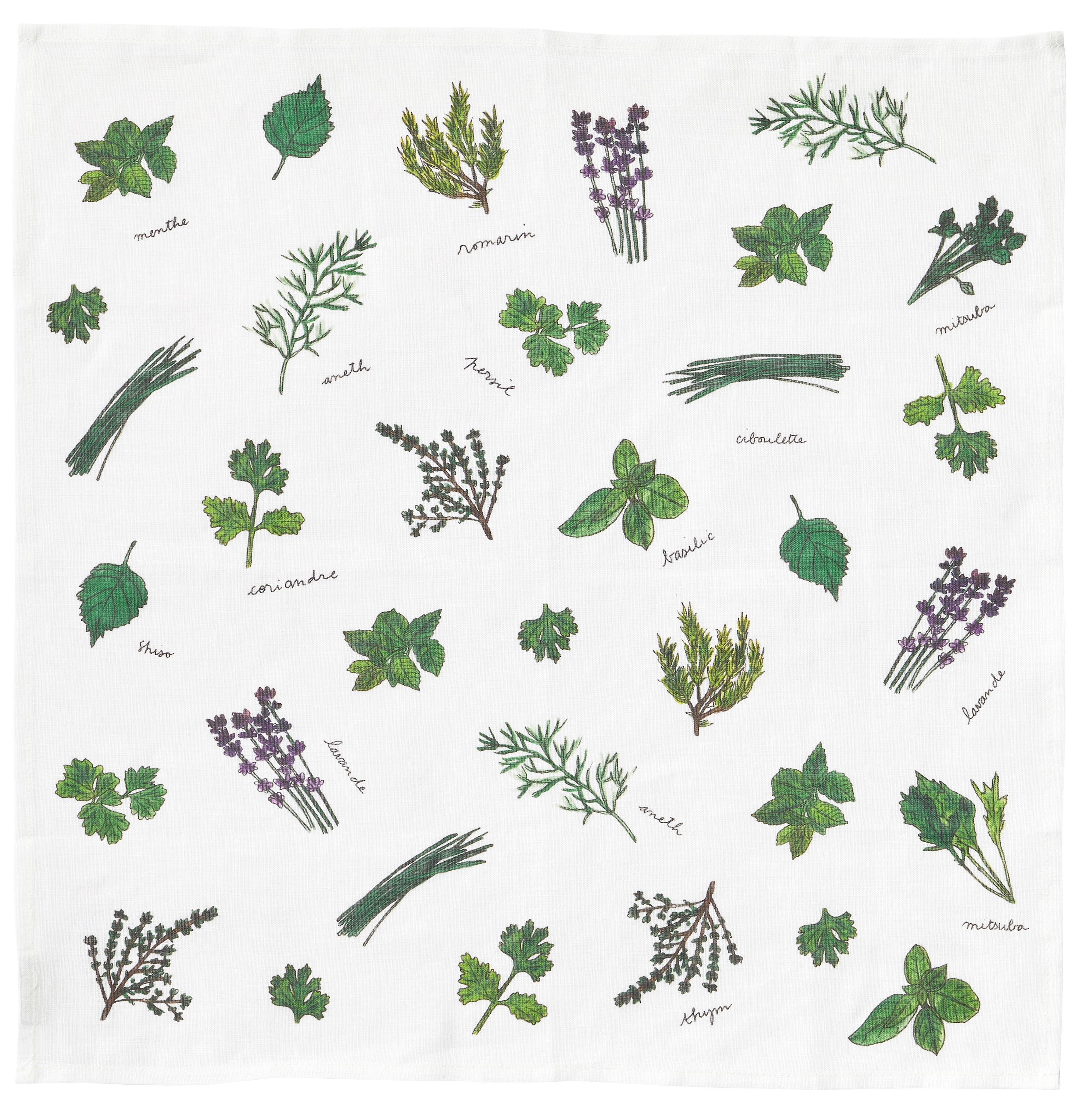 Isabelle Bonito Linen Handkerchief | Herbs