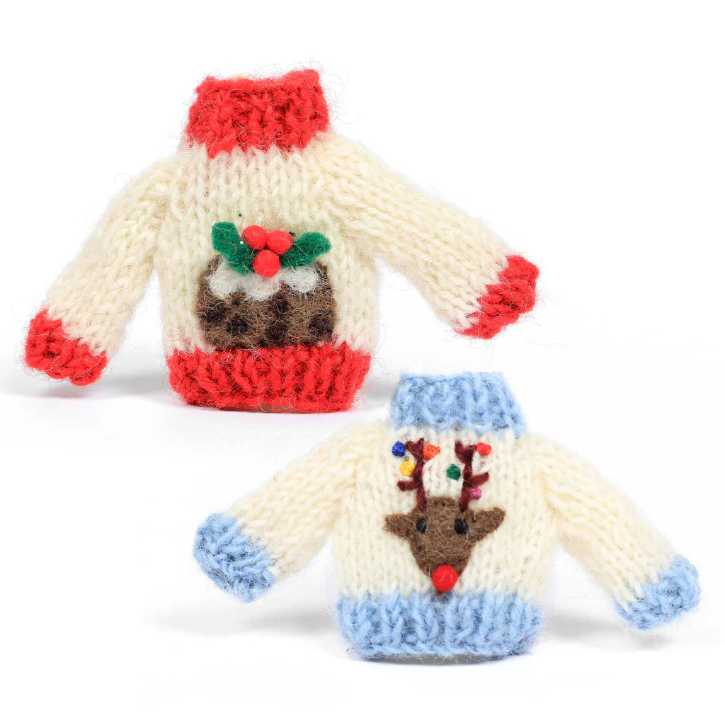 Knitted Jumper Christmas Tree Decoration | 2 Colours Available