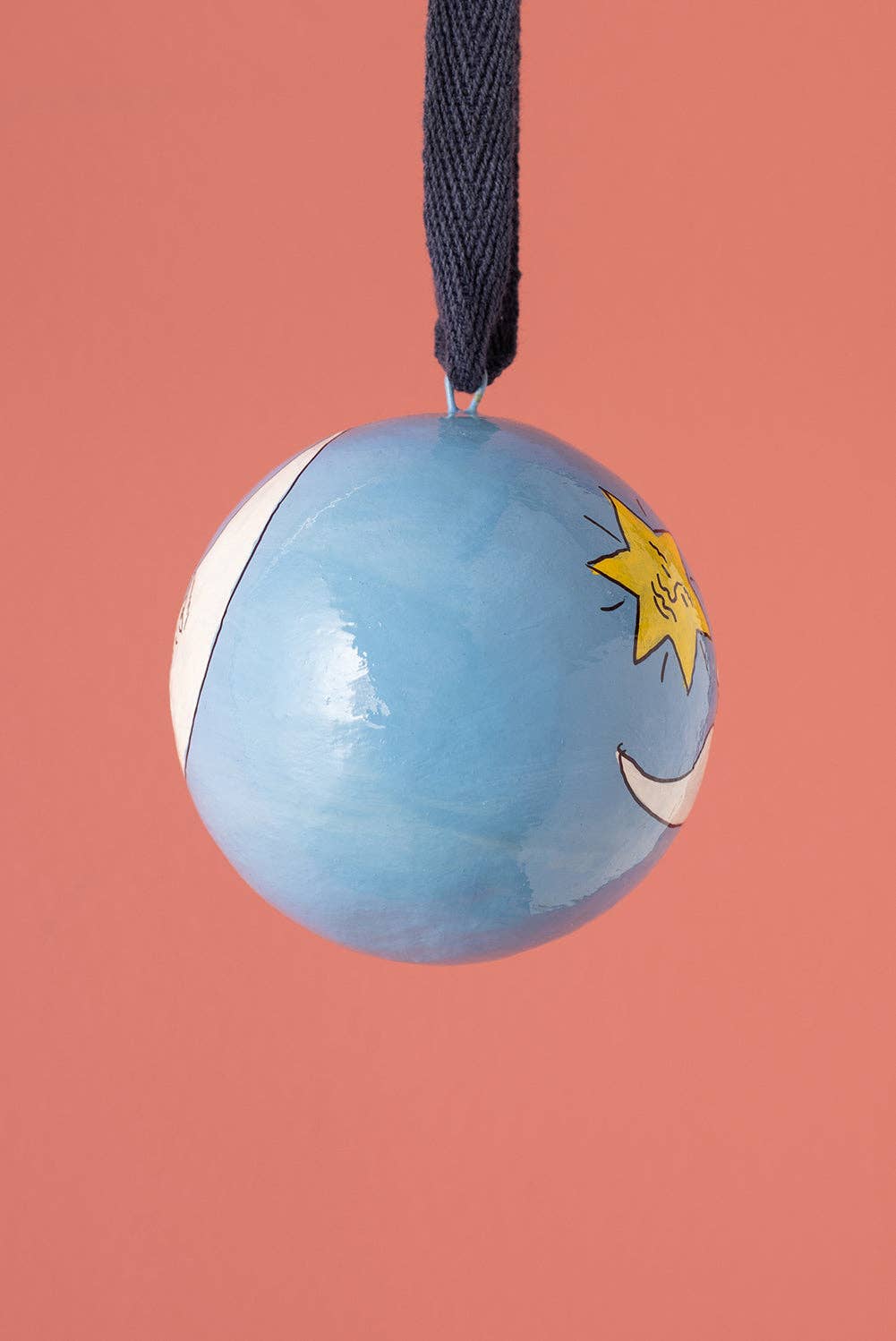Moon and Star Papier Mache Bauble