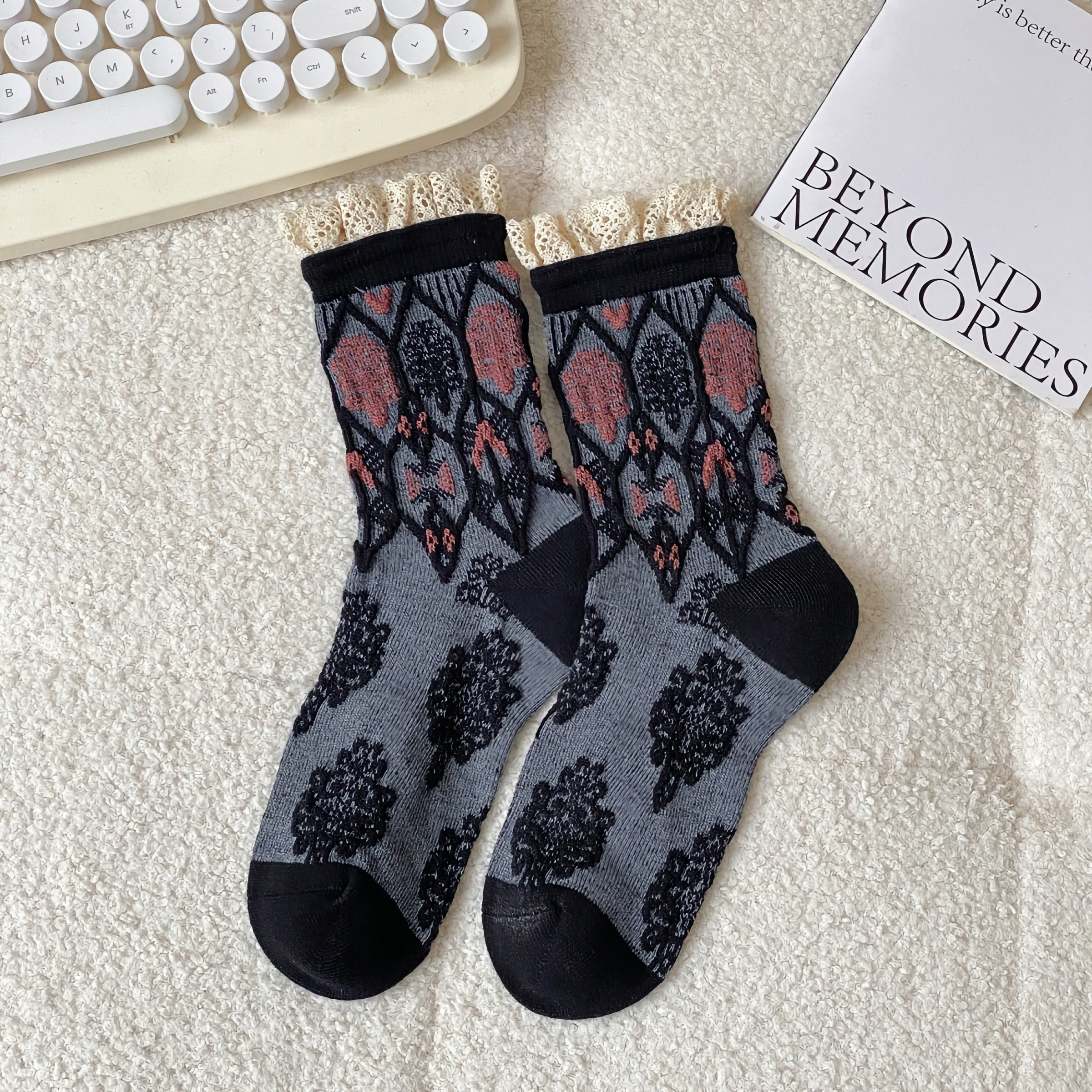 All-Season Lace-Trimmed Cotton Socks for Women | 5 Colours Available