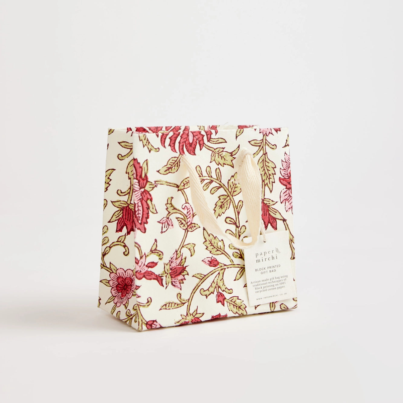 Block Printed Gift Bags | Small | 3 Red Designs Available
