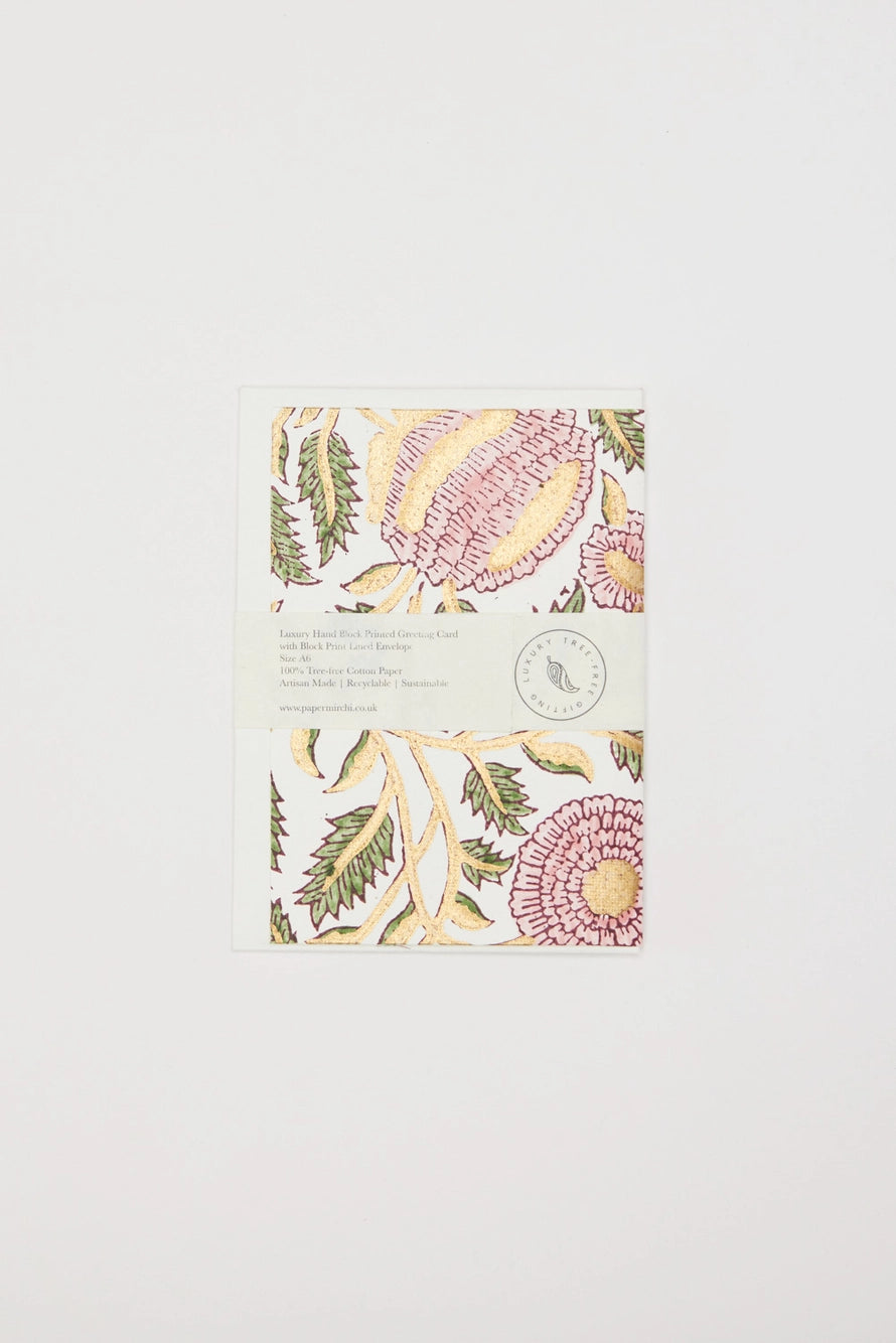 Block Printed Greeting Card | Marigold Blush