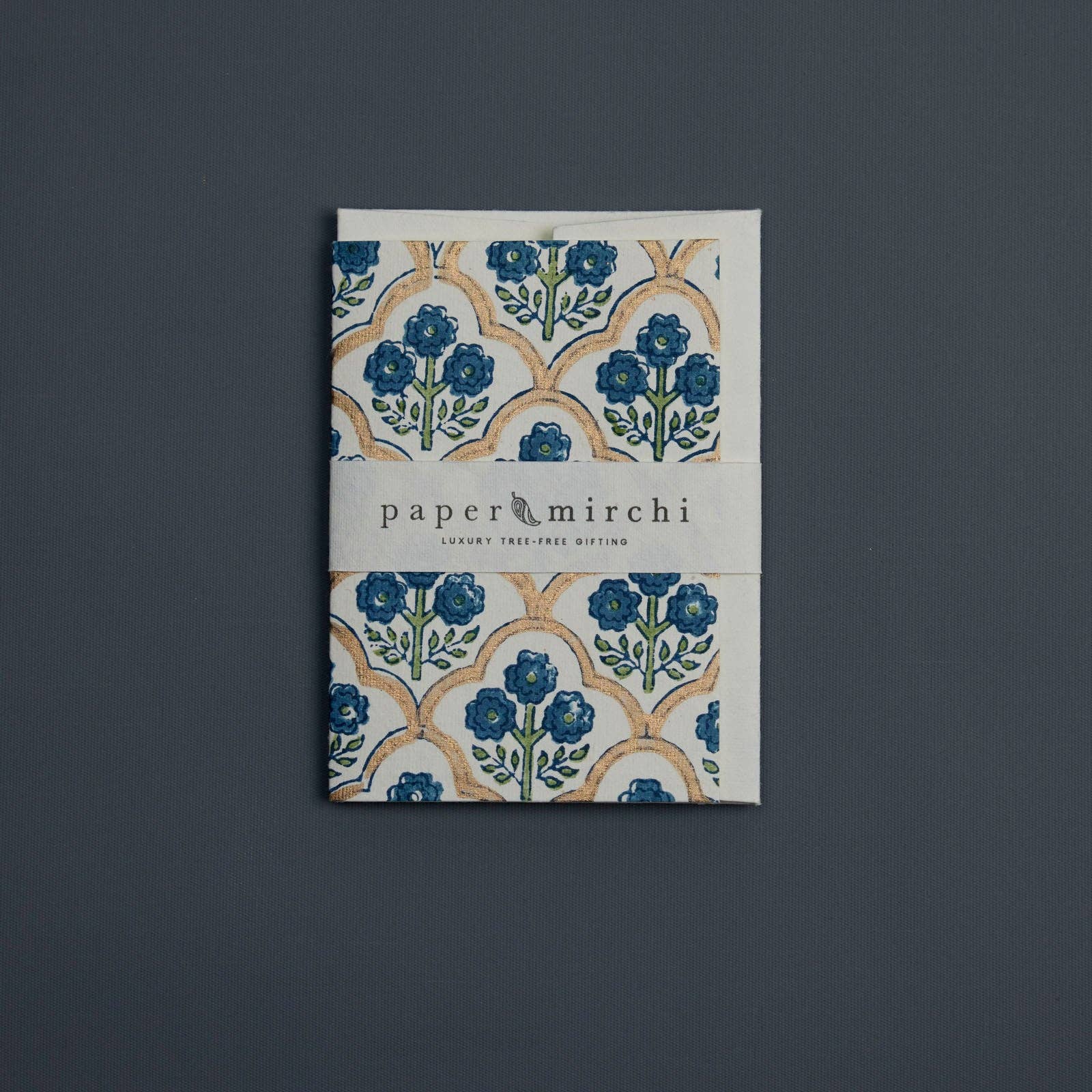 Hand Block Printed Greeting Card | Trellis Indigo