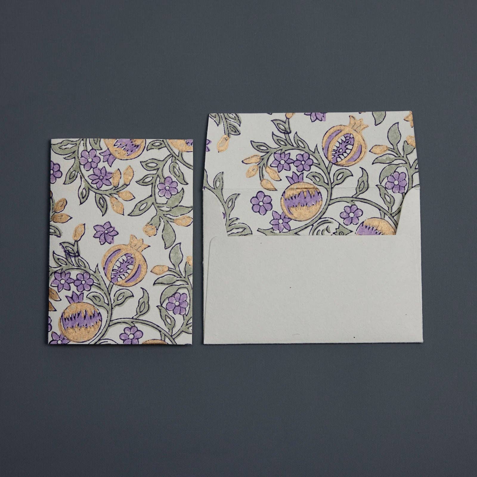 Hand Block Printed Greeting Card | Pomegranate Lavender