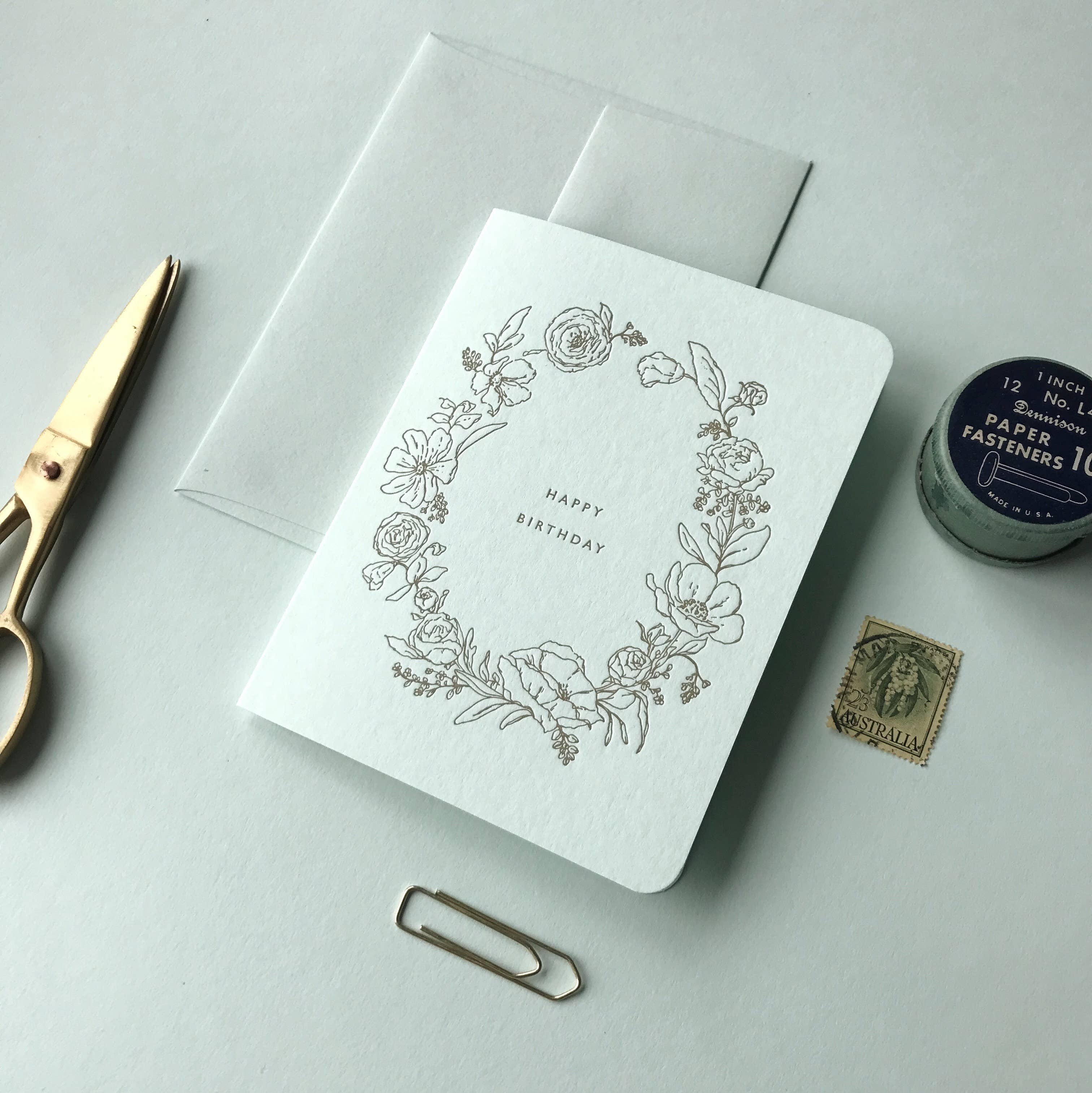 'Happy Birthday' Floral Letterpress Card